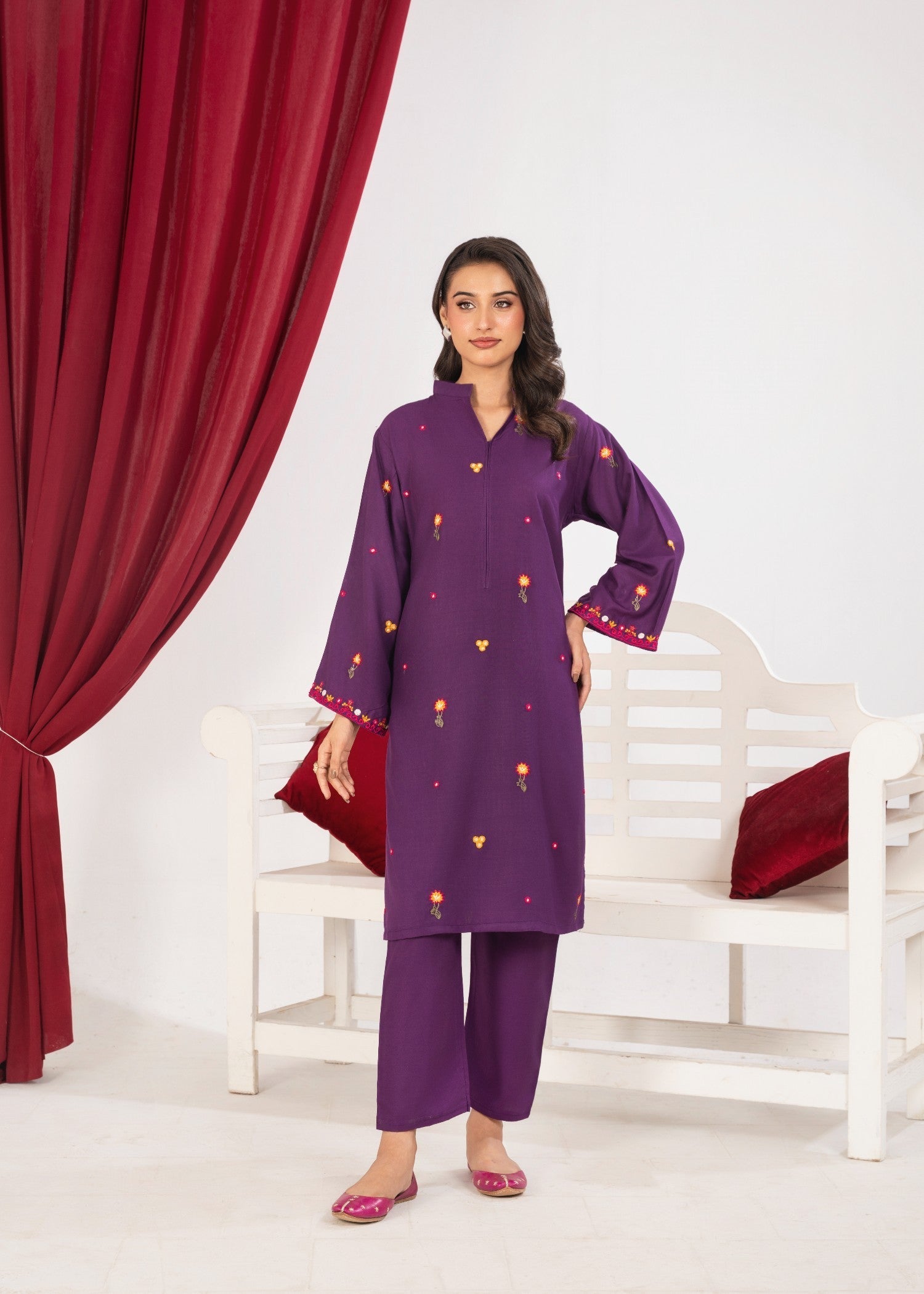 Shehroz Fashion FEROZA FINESSE LILEN EMBROIDERY DRESS Women 2pcs