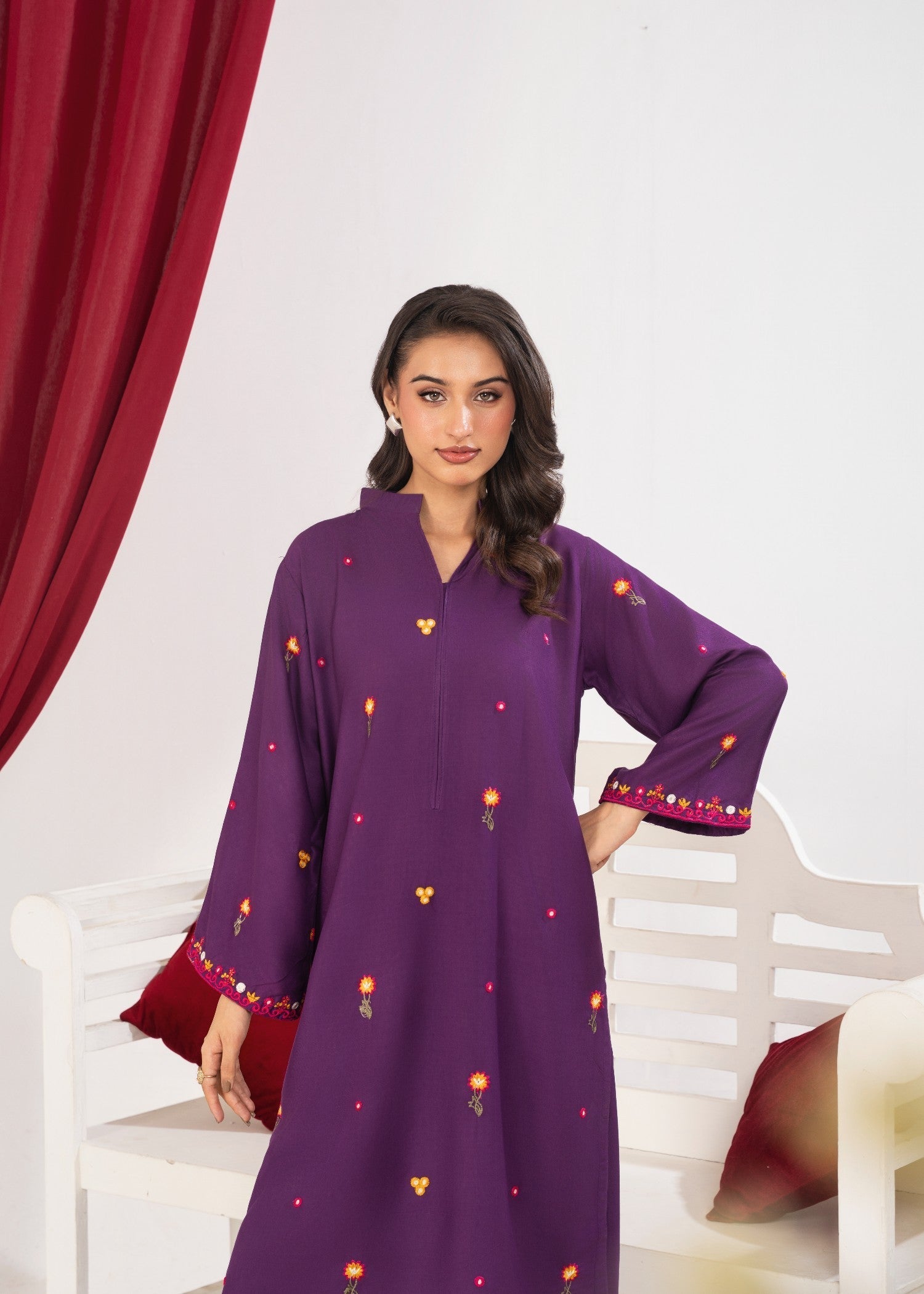 Shehroz Fashion FEROZA FINESSE LILEN EMBROIDERY DRESS Women 2pcs