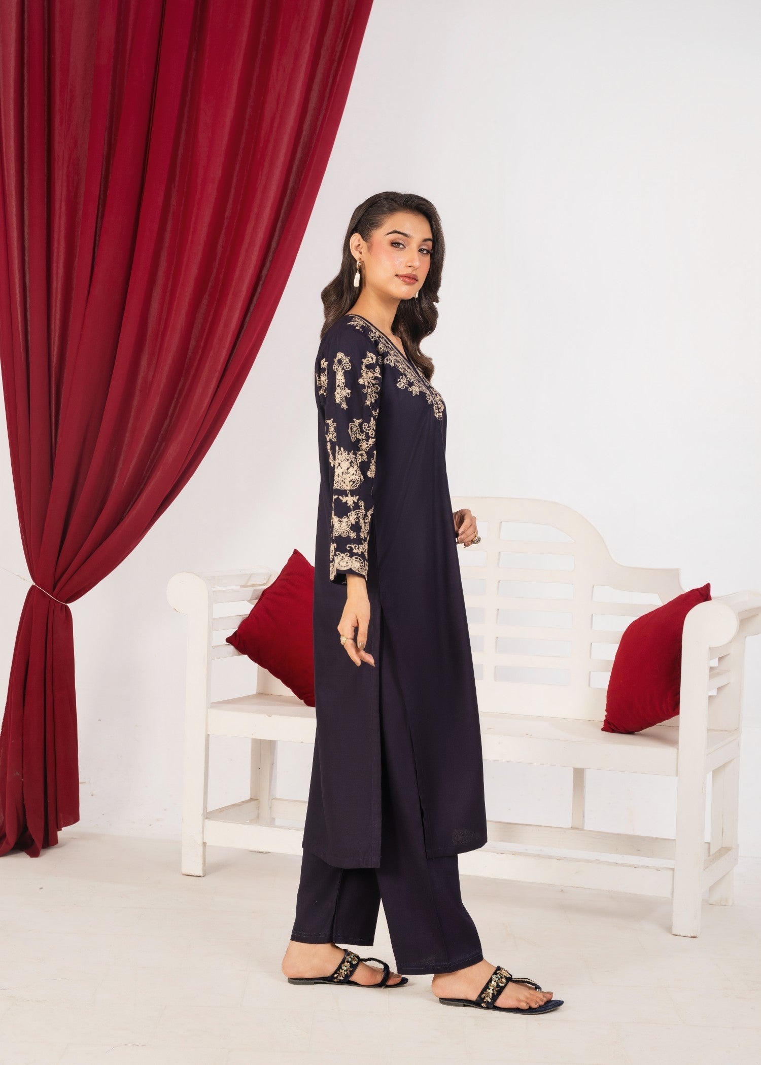 Shehroz Fashion GUL E RANG LILEN EMBROIDERY DRESS Women 2pcs