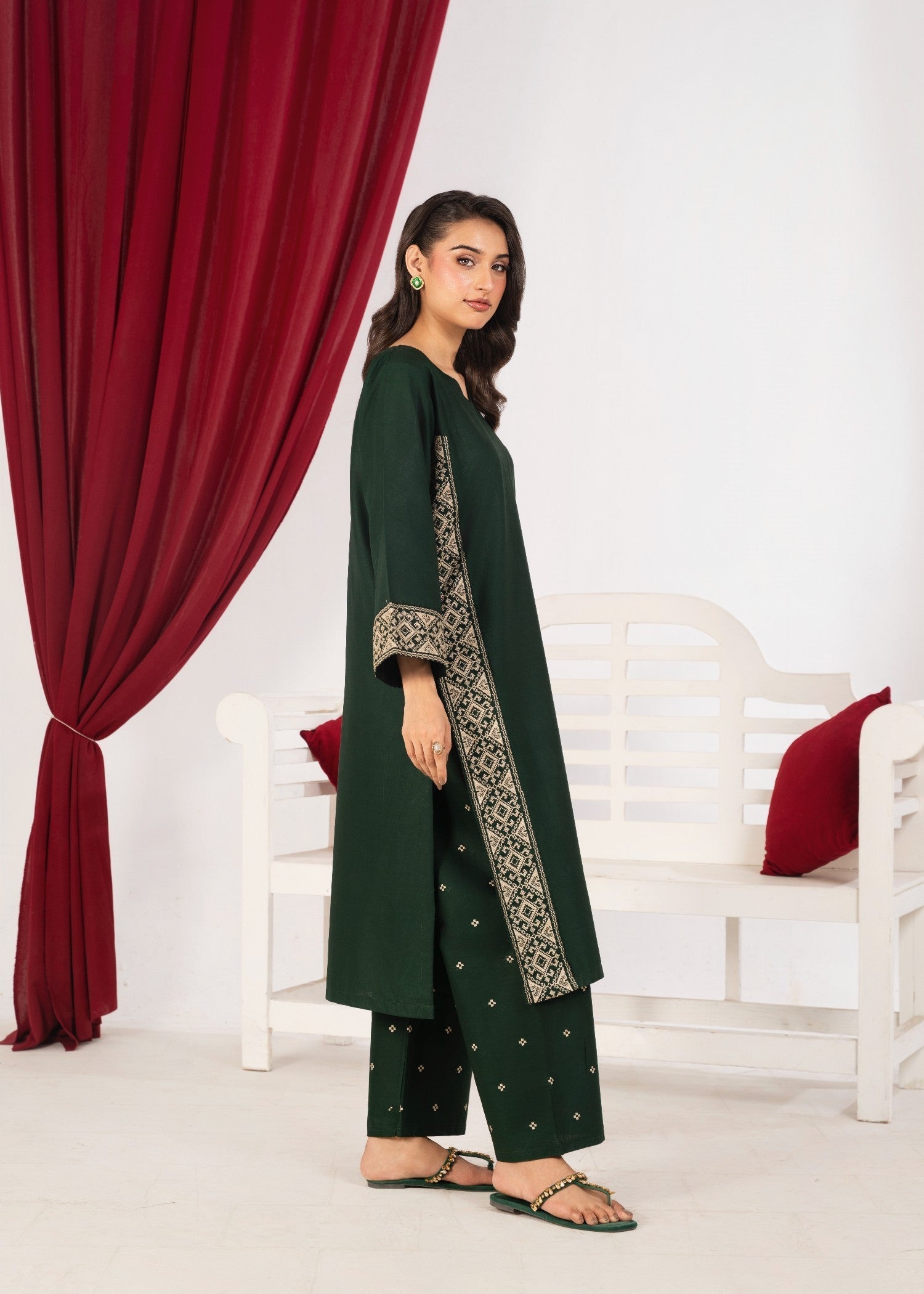Shehroz Fashion HAREEM EMBROIDERY LAWN DRESS Women 2pcs
