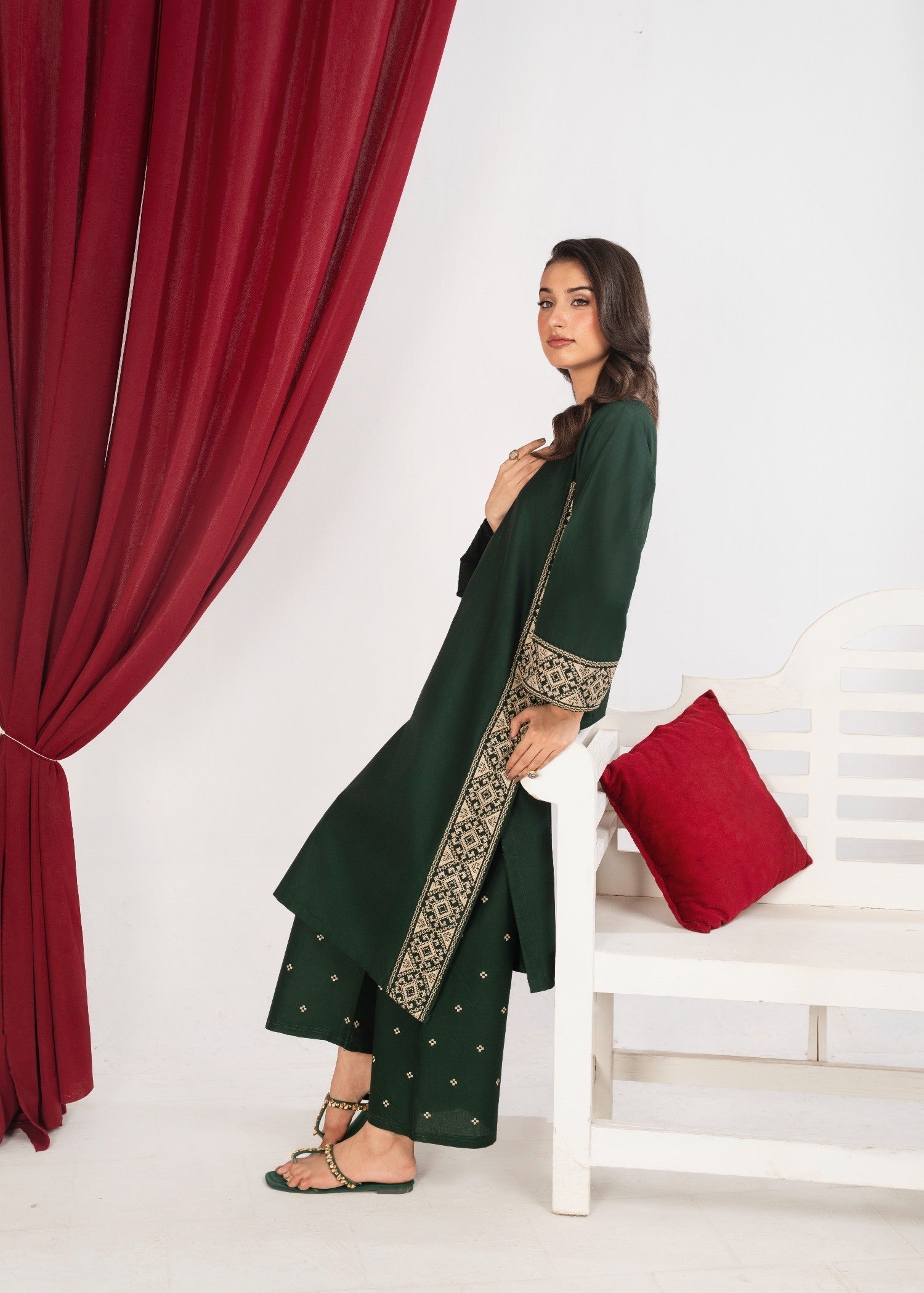 Shehroz Fashion HAREEM EMBROIDERY LAWN DRESS Women 2pcs