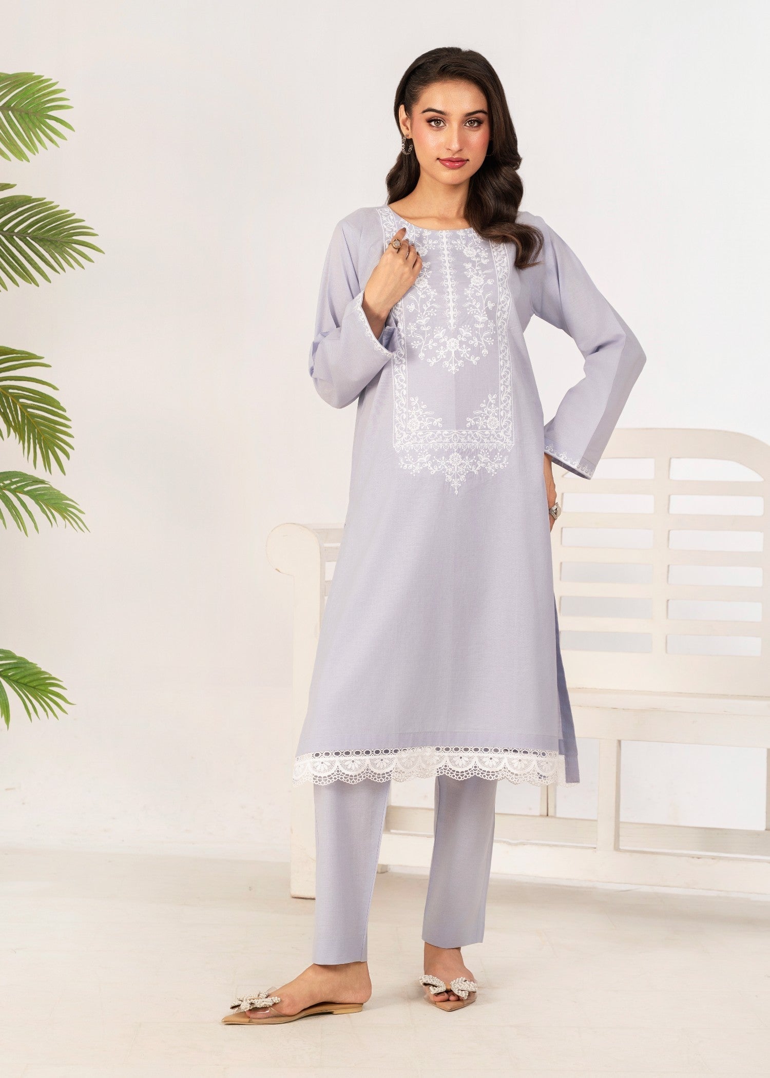 Ahlam By Safa Textile Embroidery Suit (light purple) Women 2pcs