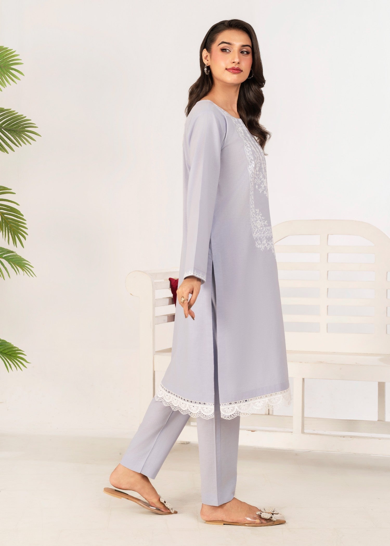 Ahlam By Safa Textile Embroidery Suit (light purple) Women 2pcs