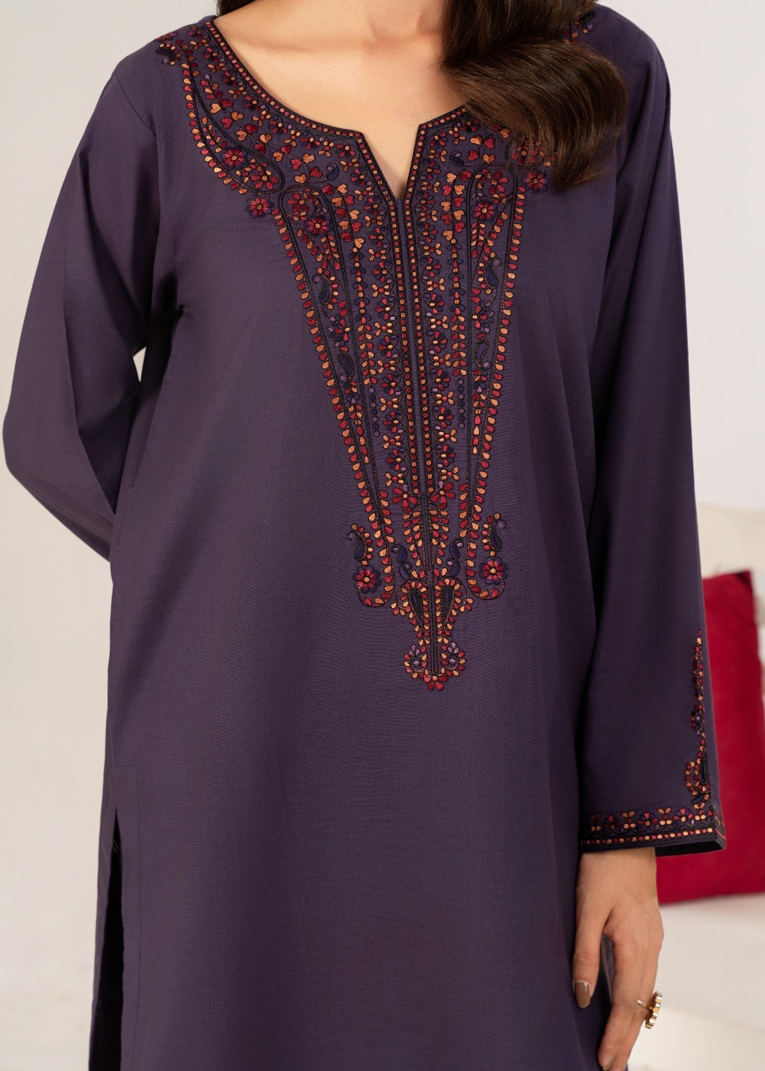 Ahlam By Safa Textile Embroidery Suit (purple) Women 2pcs