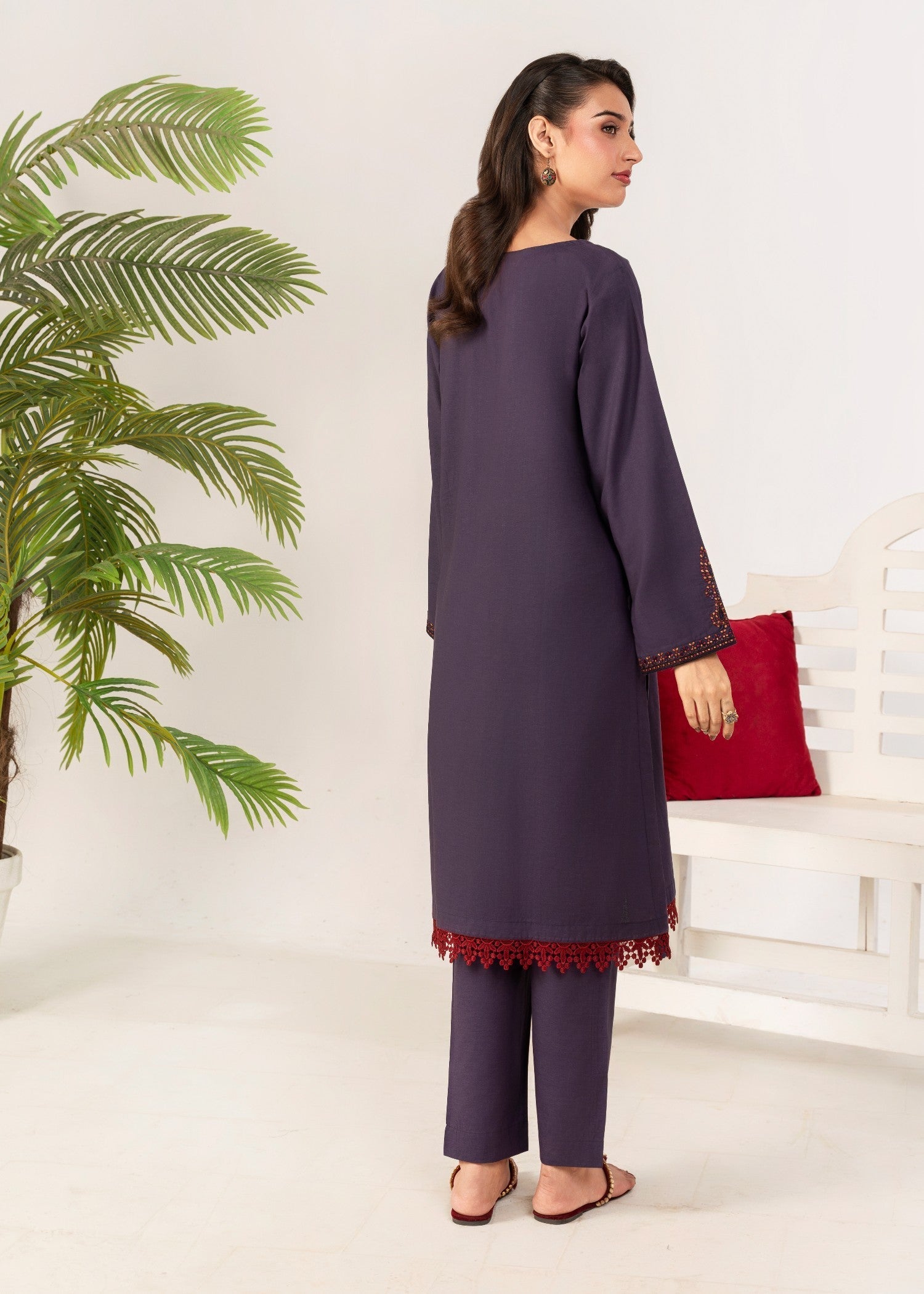 Ahlam By Safa Textile Embroidery Suit (purple) Women 2pcs