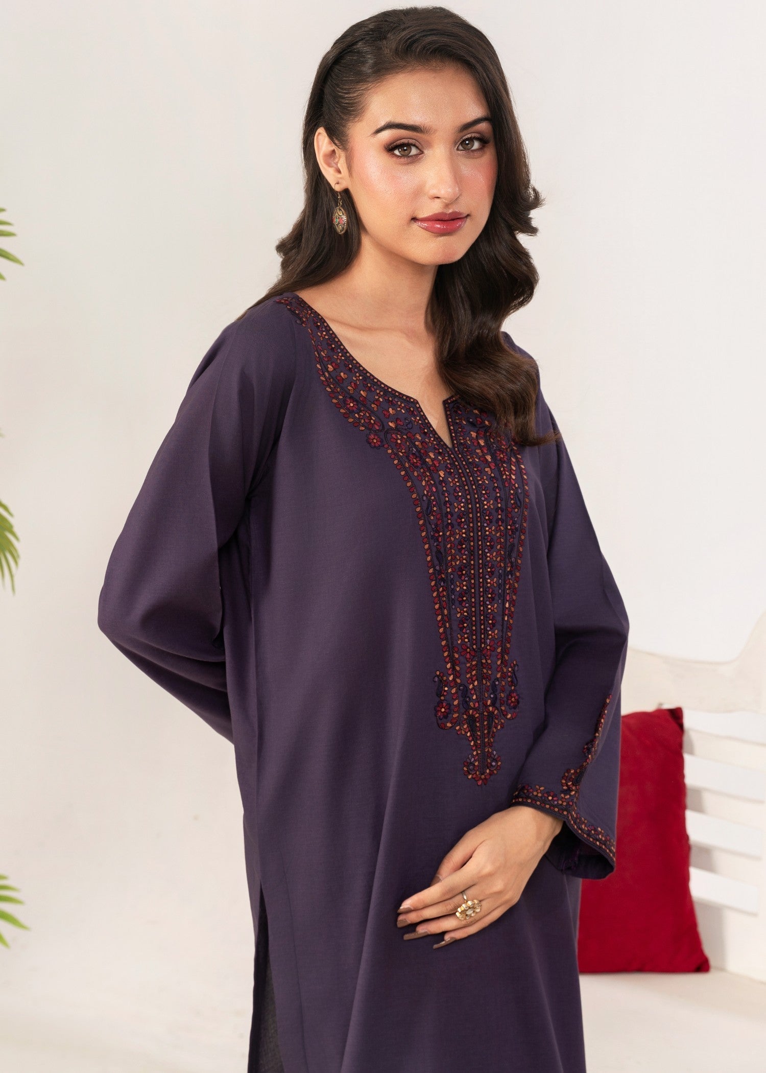 Ahlam By Safa Textile Embroidery Suit (purple) Women 2pcs