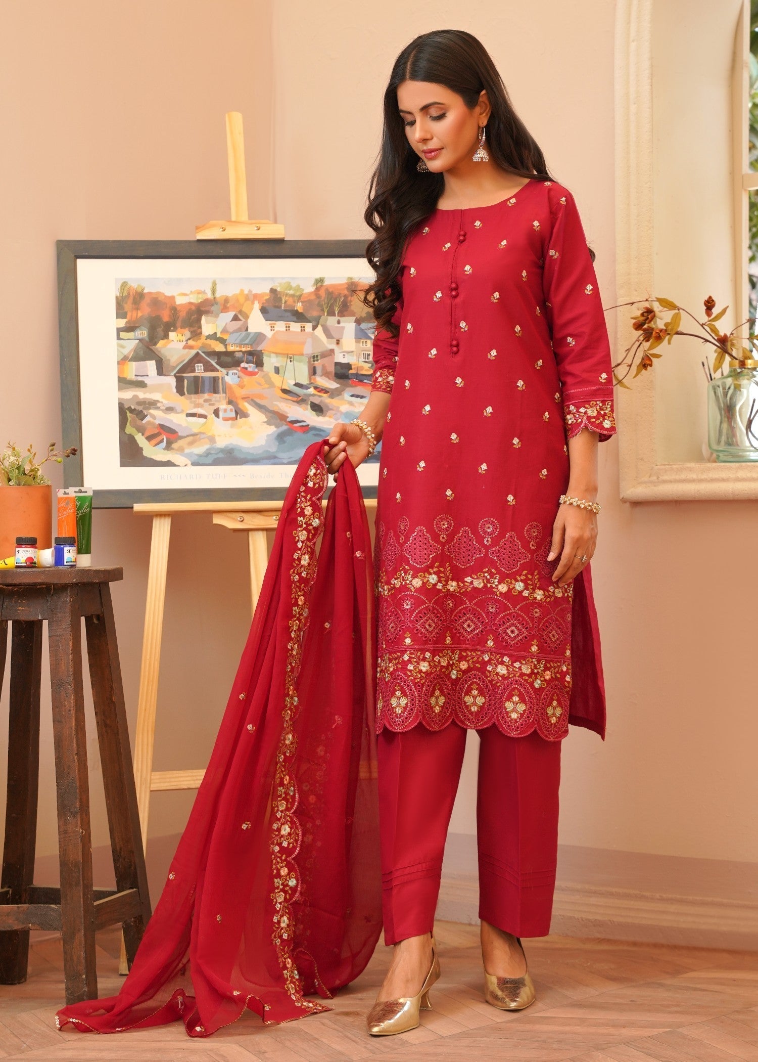 Rangoon Clothing Inayat maroon Women 3pcs