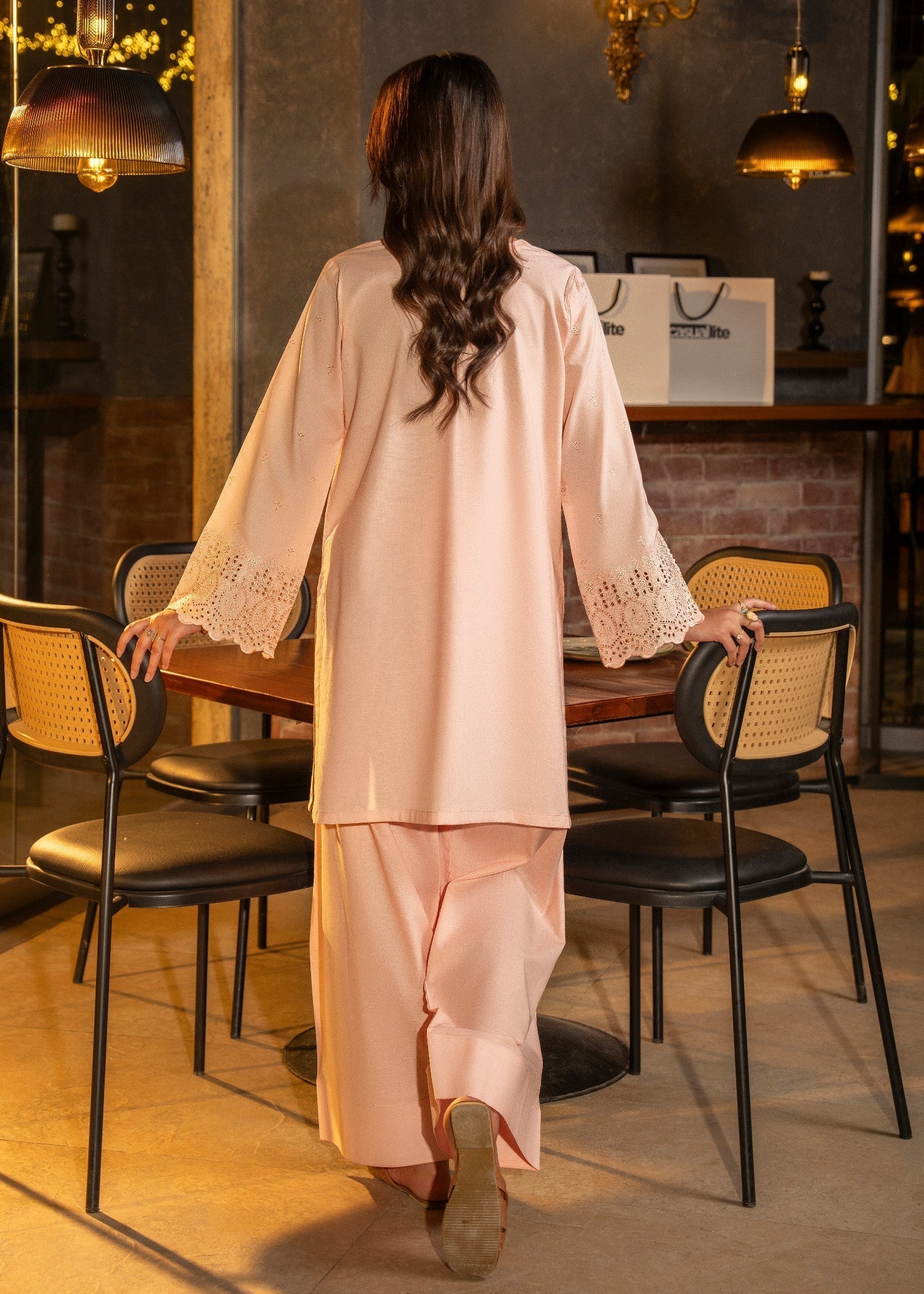 Casual Lite Farshi Shalwar | Peach Women 2pcs