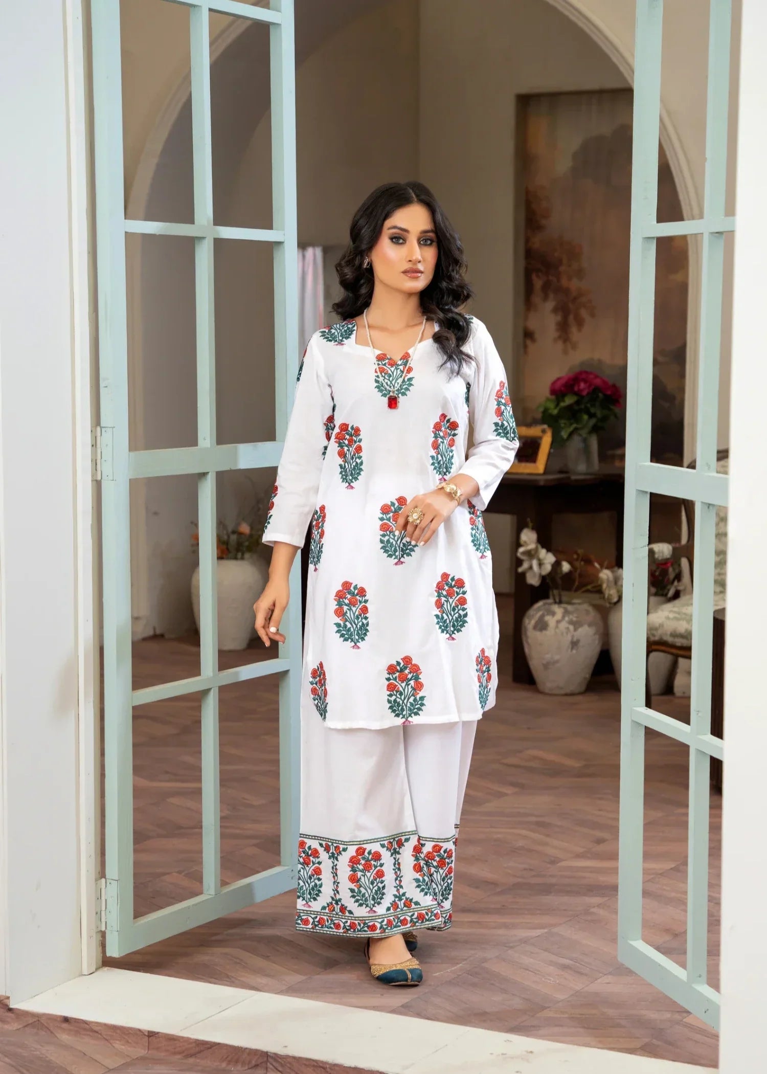 Akhrot Clothing White Embroidered Co Ord Women 2pcs