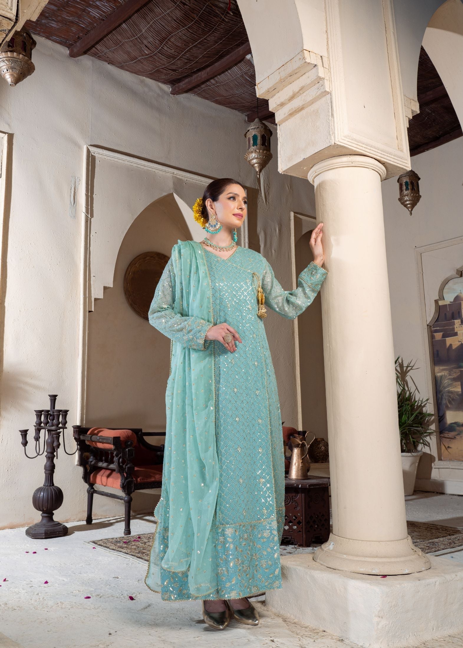 Alsiyab Resham Blue Pastel Women 3pcs