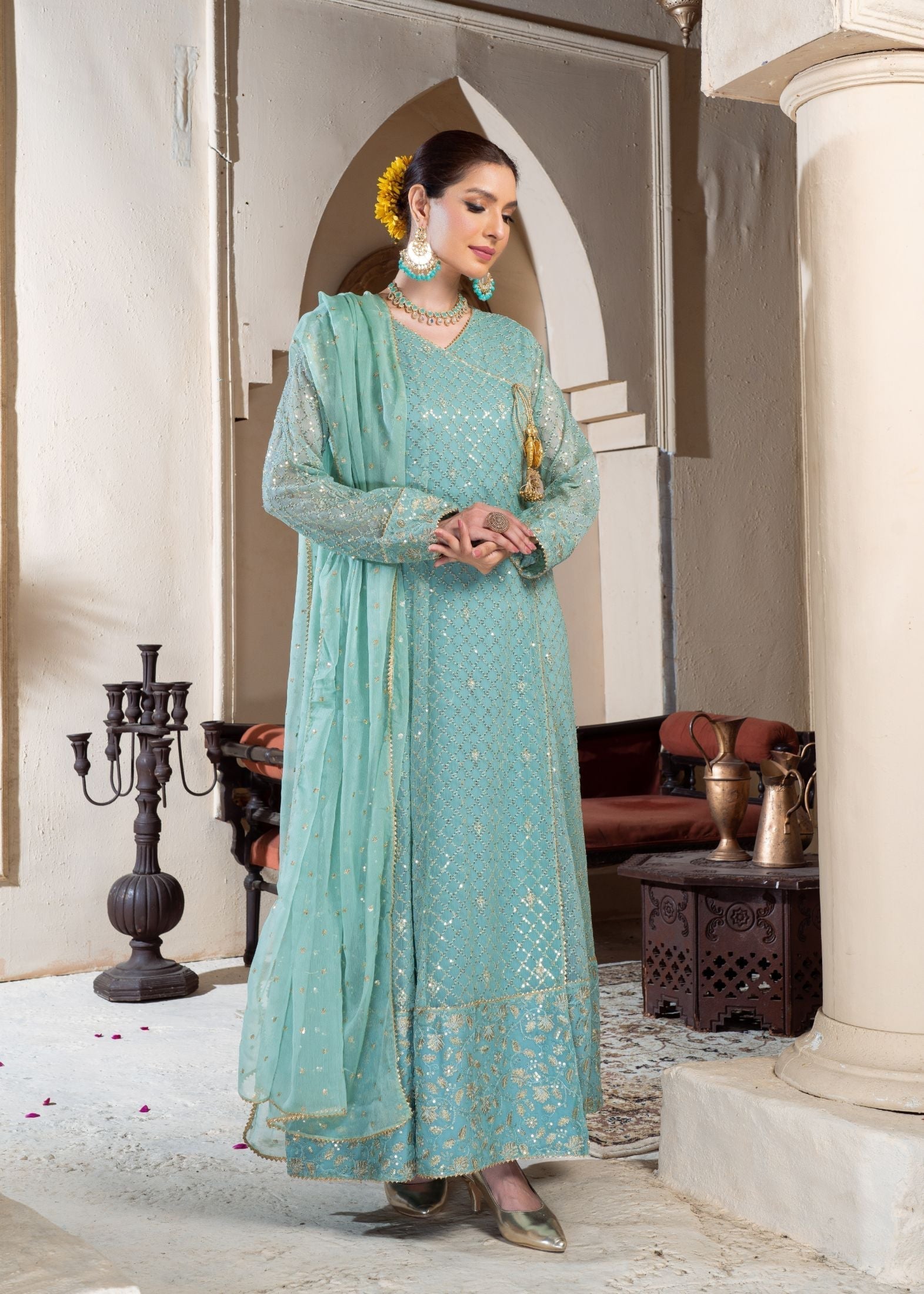Alsiyab Resham Blue Pastel Women 3pcs