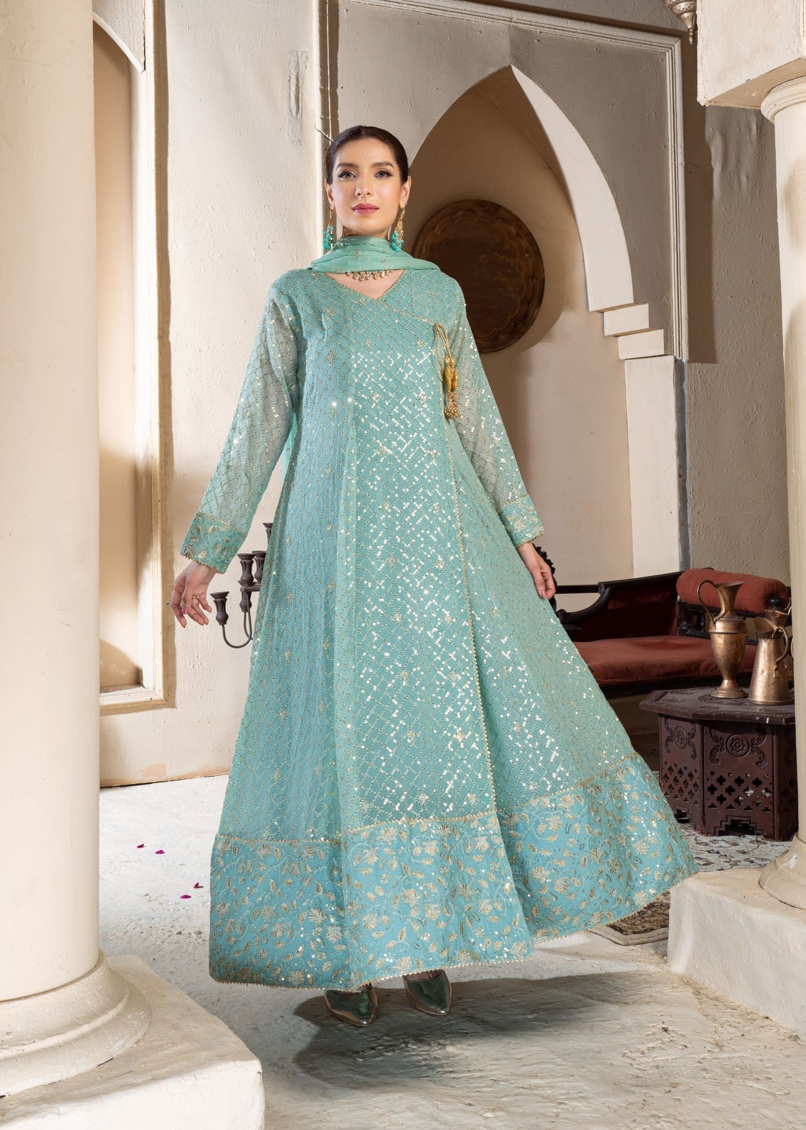 Alsiyab Resham Blue Pastel Women 3pcs