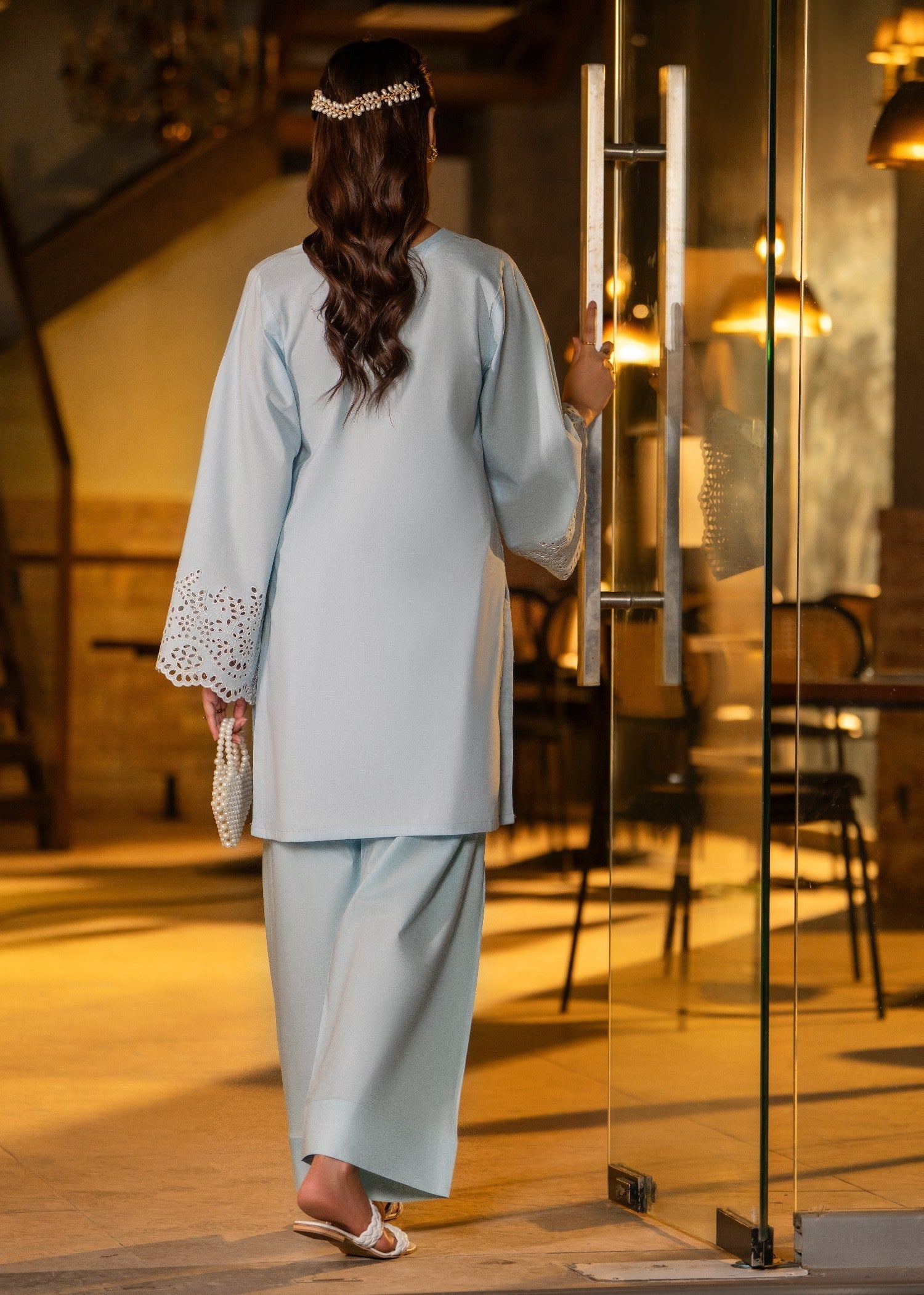 Casual Lite Farshi Shalwar | Sky Blue Women 2pcs