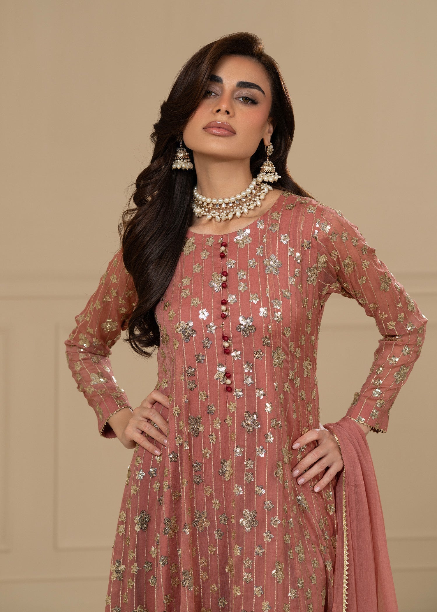 Ayesha Closet MUSKAAN CORAL PINK Women 3pcs