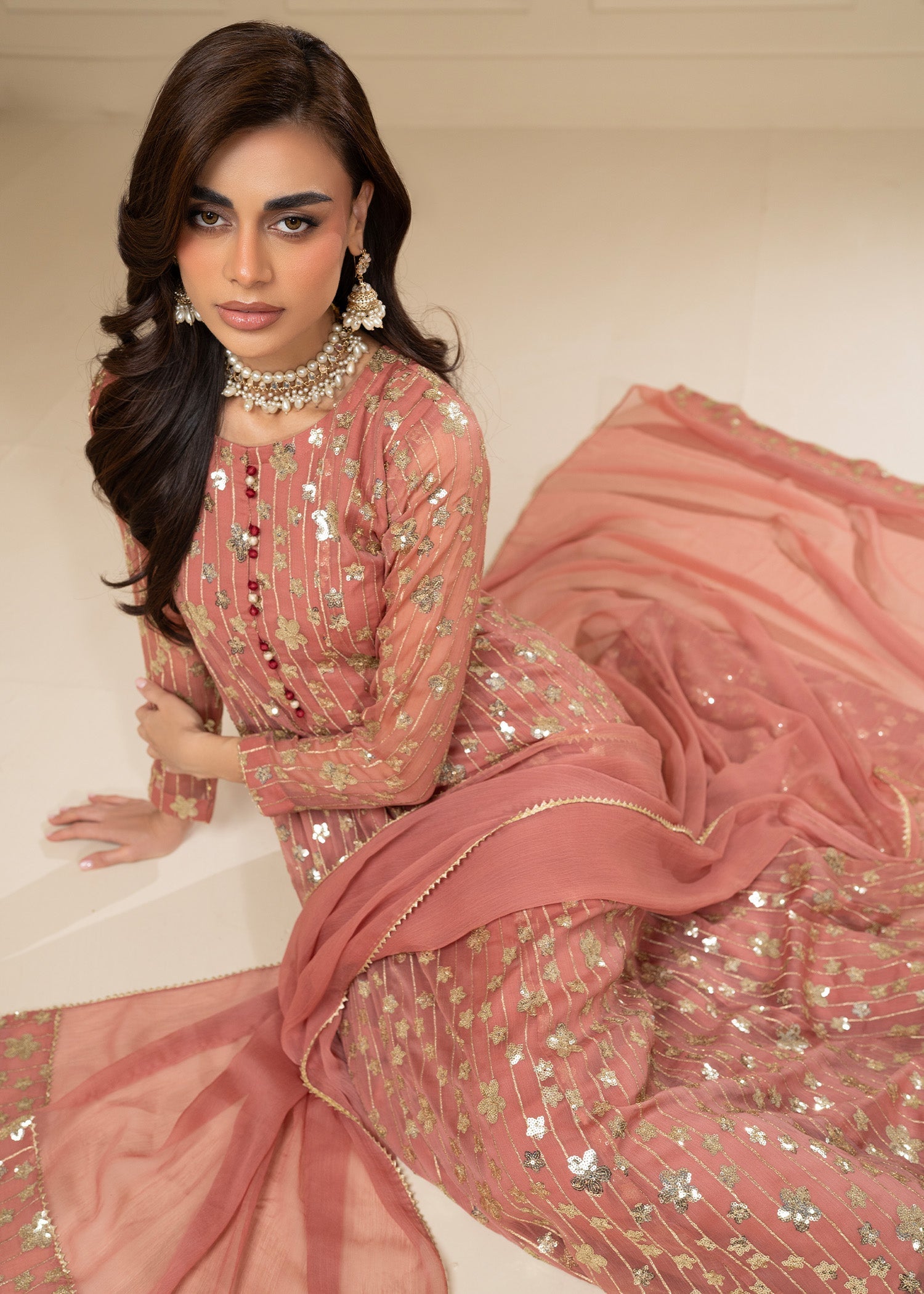 Ayesha Closet MUSKAAN CORAL PINK Women 3pcs