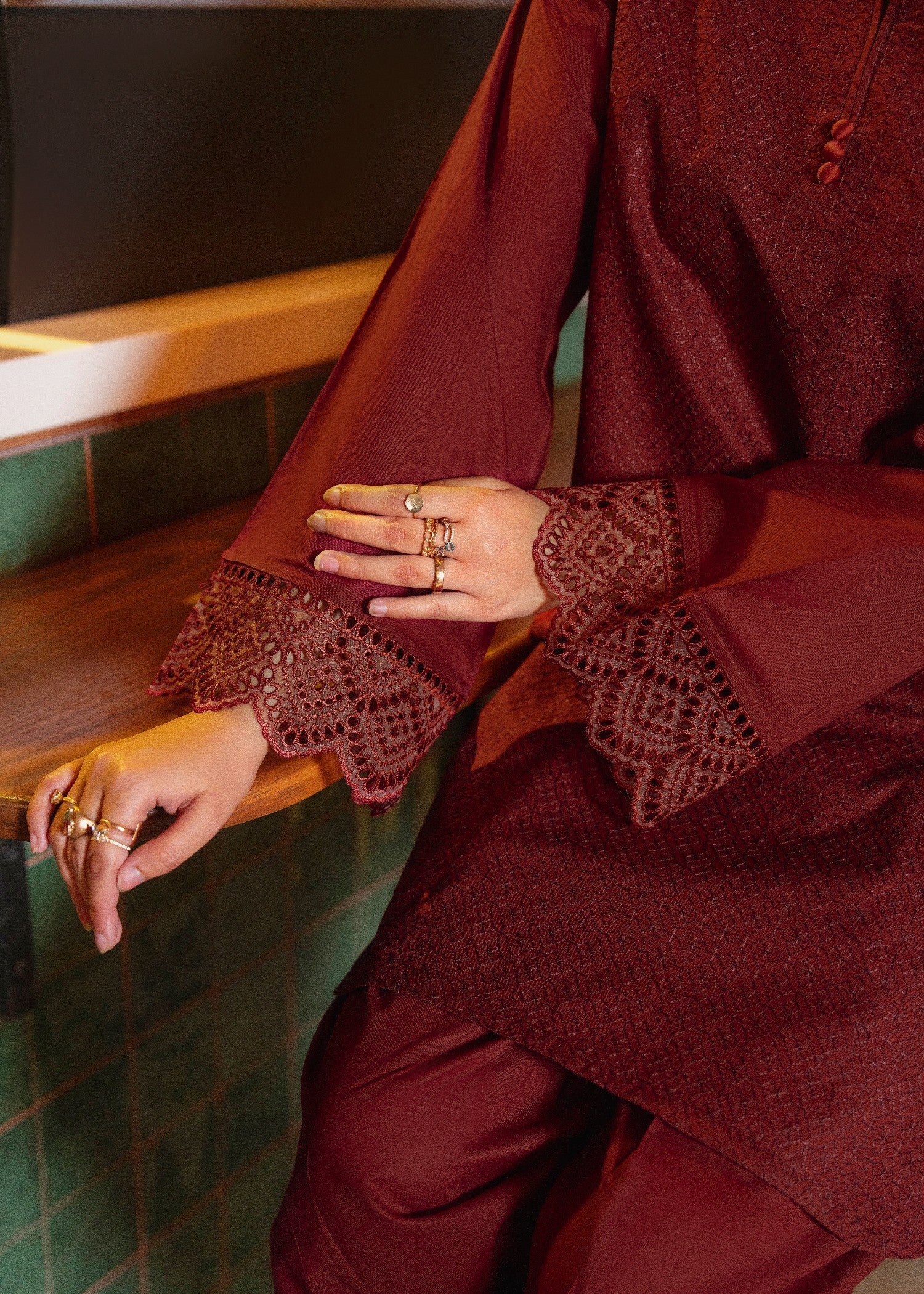 Casual Lite Farshi Shalwar | Maroon Women 2pcs