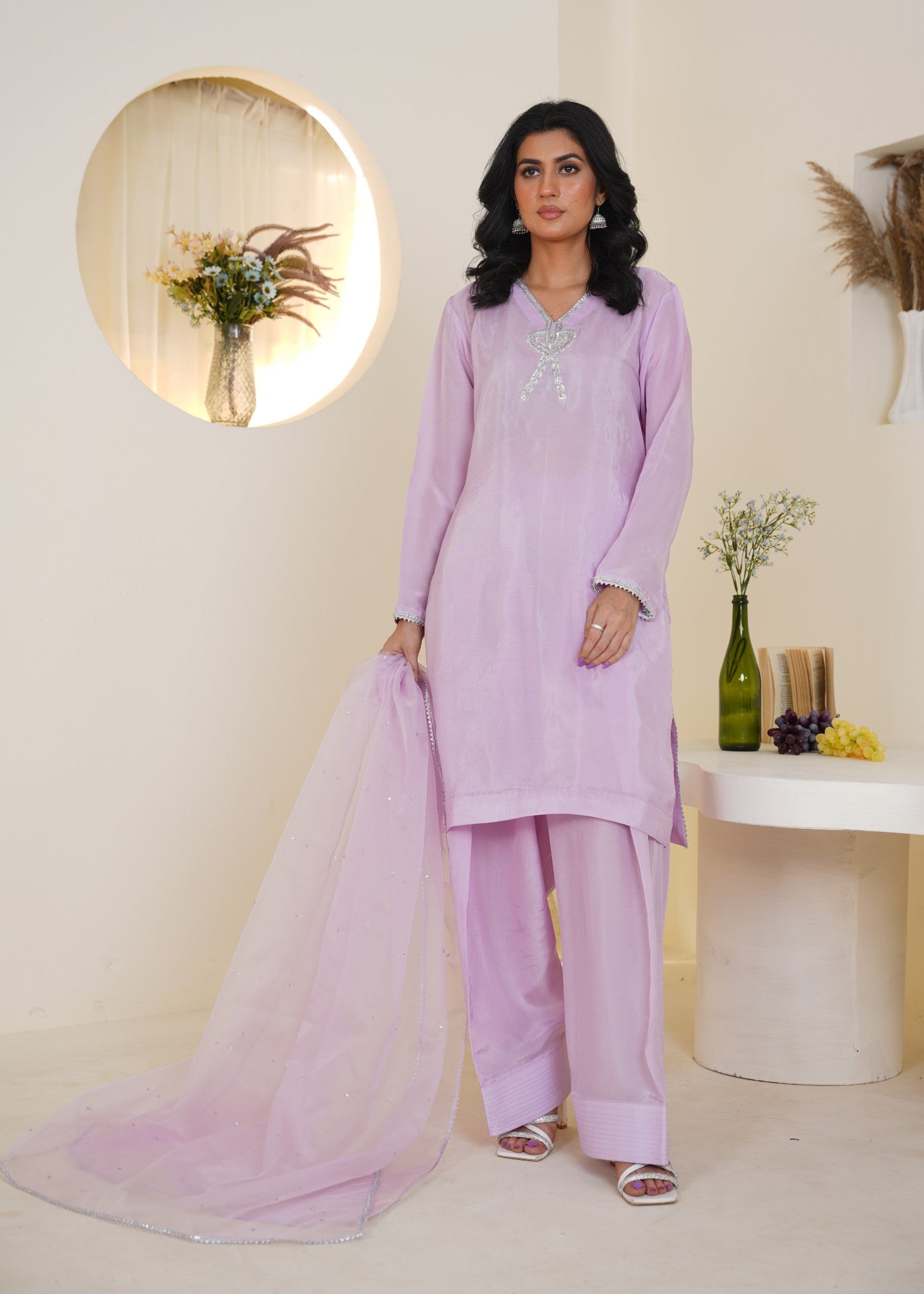 Kashaf Lilac Farshi shalwar Adda work Women 3pcs