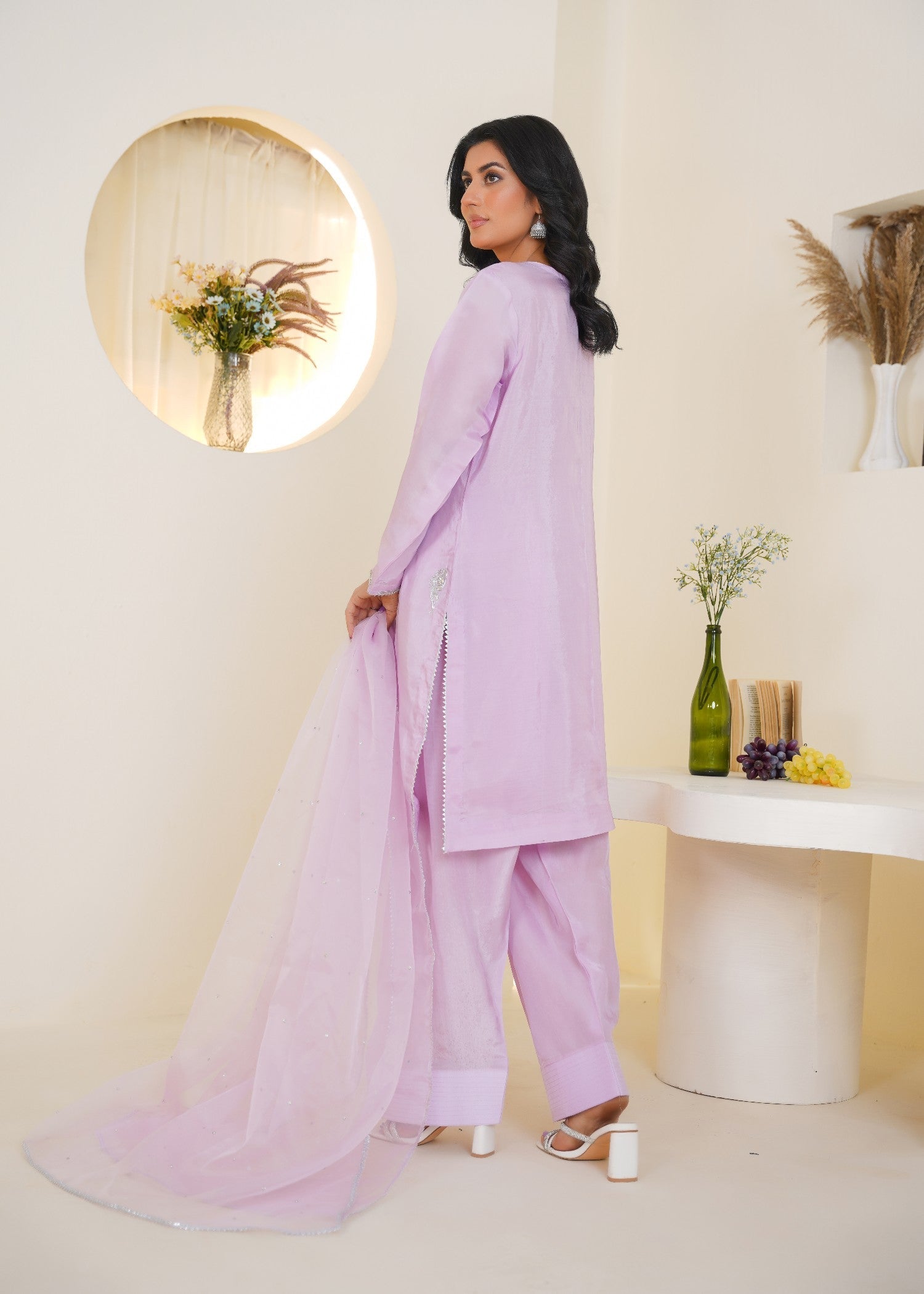 Kashaf Lilac Farshi shalwar Adda work Women 3pcs