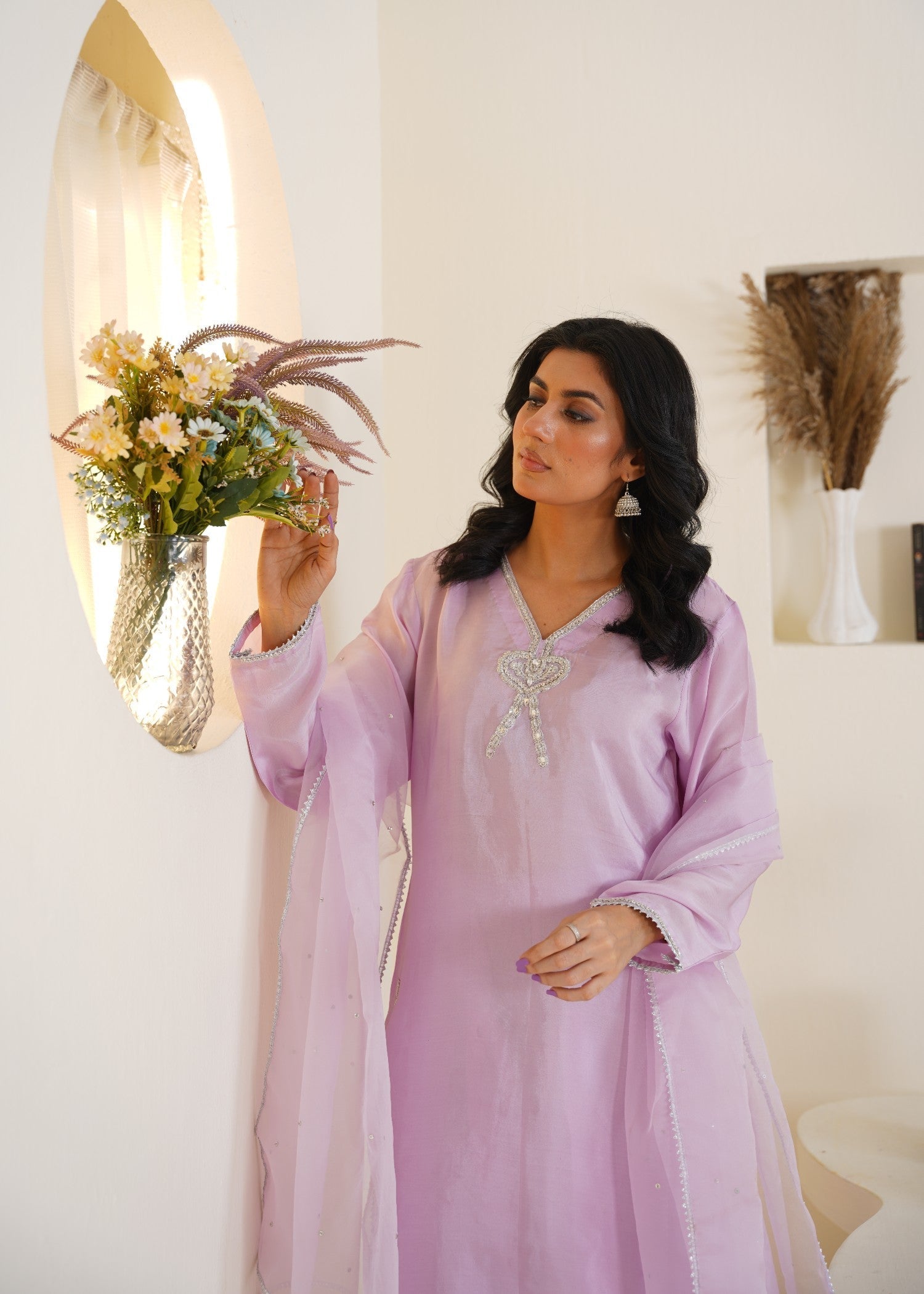 Kashaf Lilac Farshi shalwar Adda work Women 3pcs