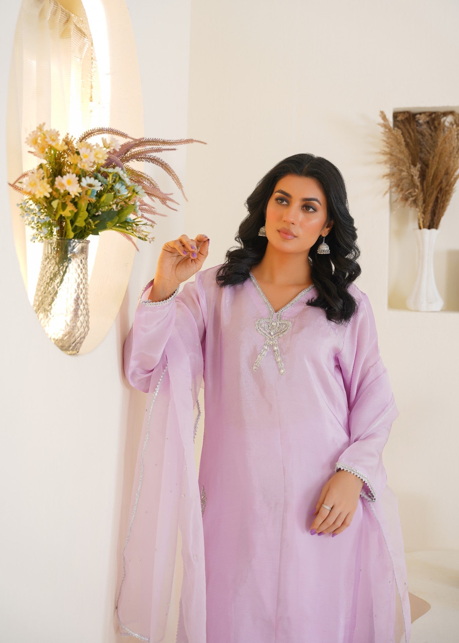 Kashaf Lilac Farshi shalwar Adda work Women 3pcs
