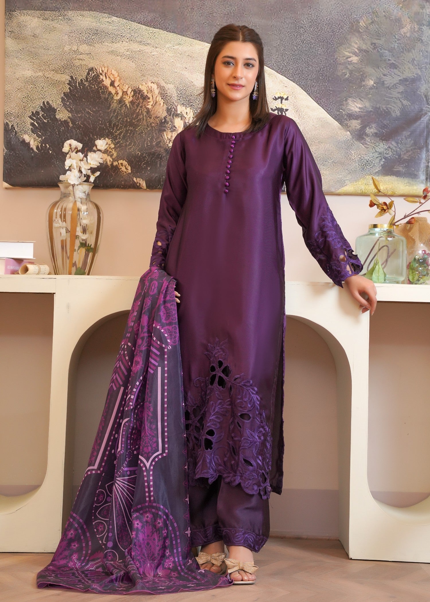 Rangoon Clothing Kohinoor plum Women 3pcs
