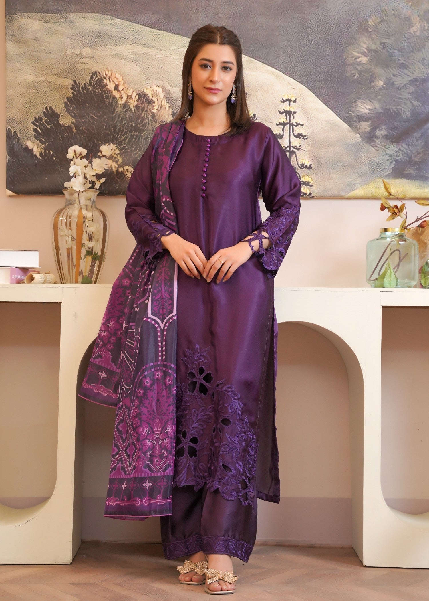 Rangoon Clothing Kohinoor plum Women 3pcs