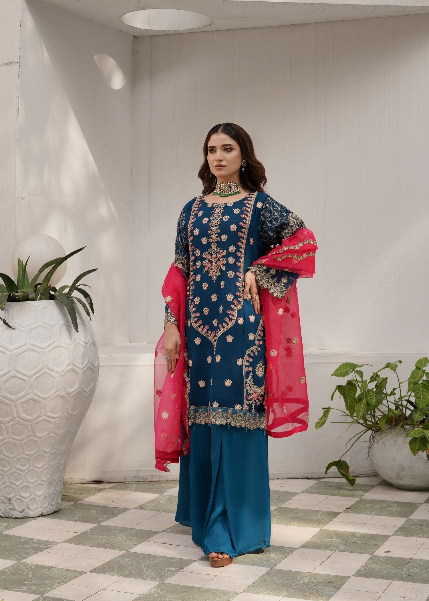 Pehnawa By Bin Akram’s Teal Treasure Chiffon Women 3pcs