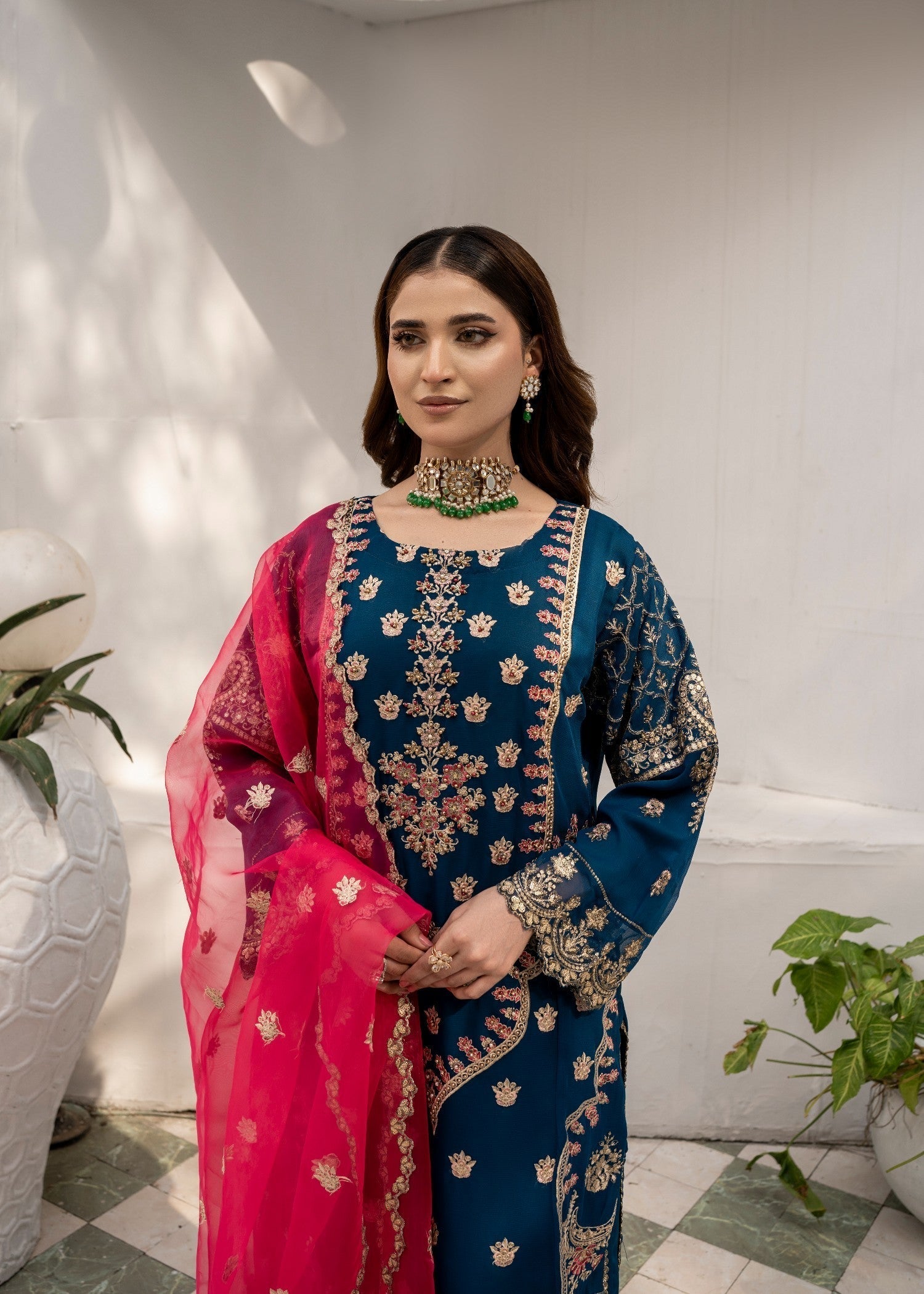 Pehnawa By Bin Akram’s Teal Treasure Chiffon Women 3pcs