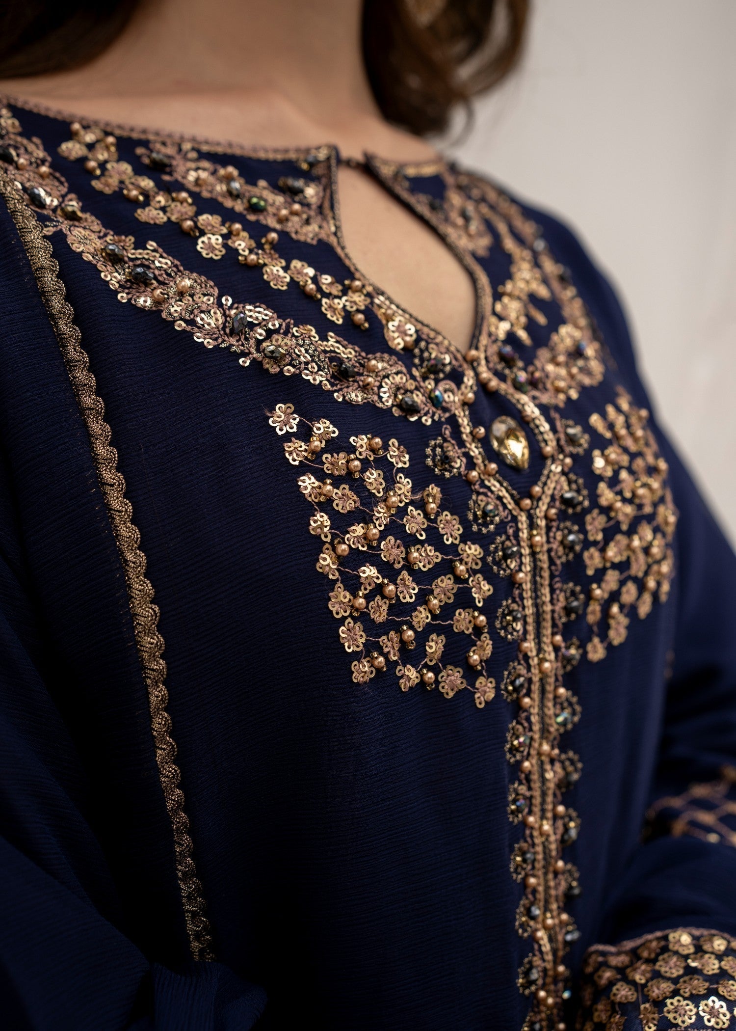 Pehnawa By Bin Akram’s Navy Muse Chiffon Women 3pcs