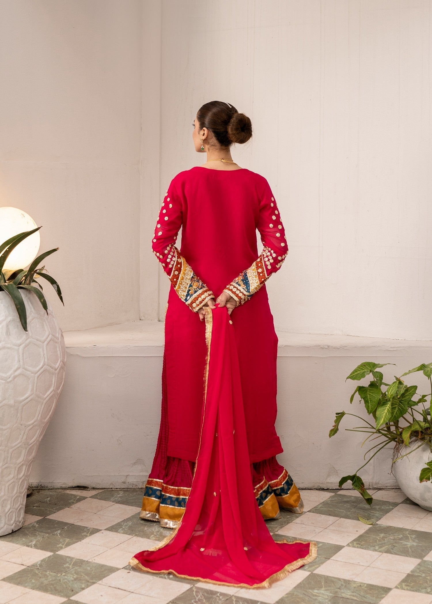 Pehnawa By Bin Akram’s Crimson Glow Chiffon Women 3pcs