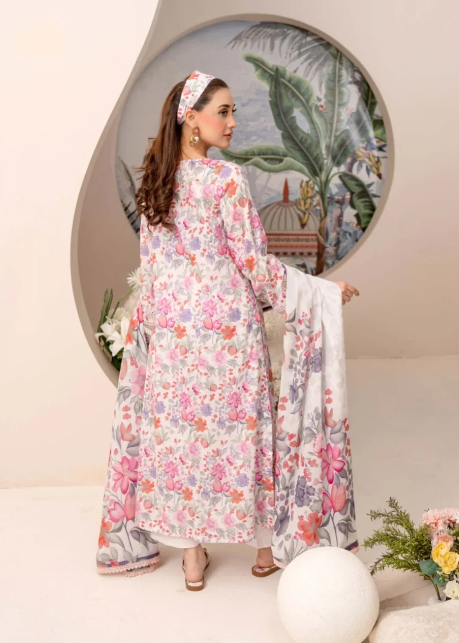 Humna & Momina EMBROIDERED PRINTED LAWN SUIT SNOW Women 3pcs