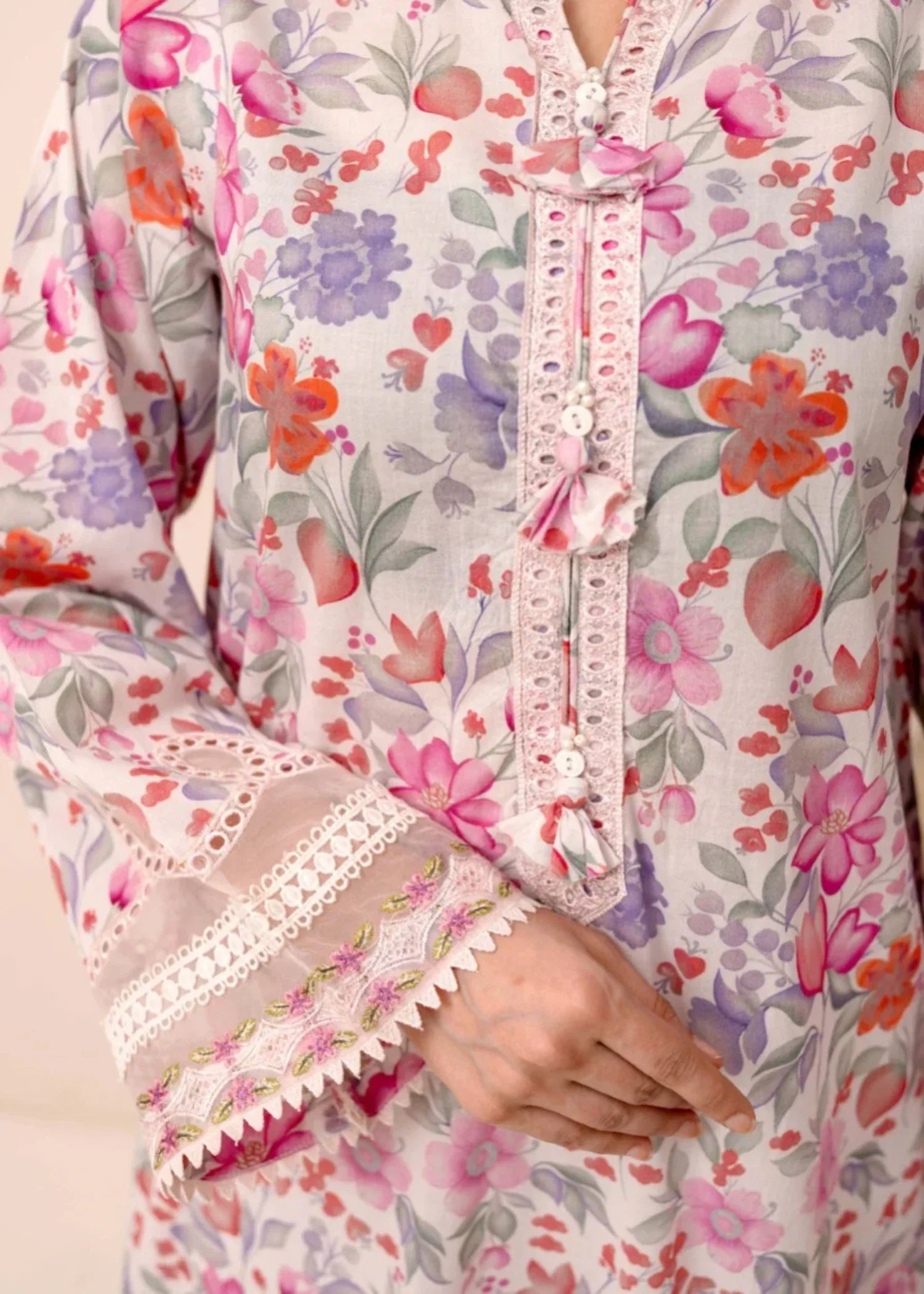 Humna & Momina EMBROIDERED PRINTED LAWN SUIT SNOW Women 3pcs