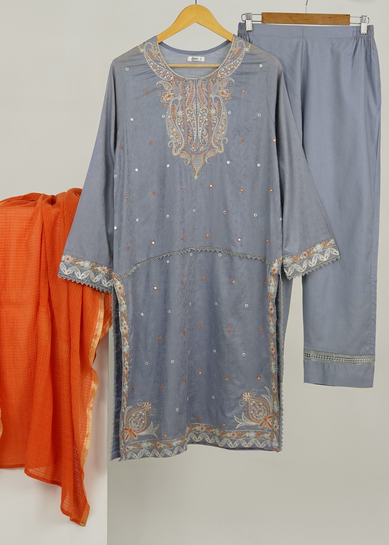 6teen S59 GREY EMB SUIT Women 3pcs