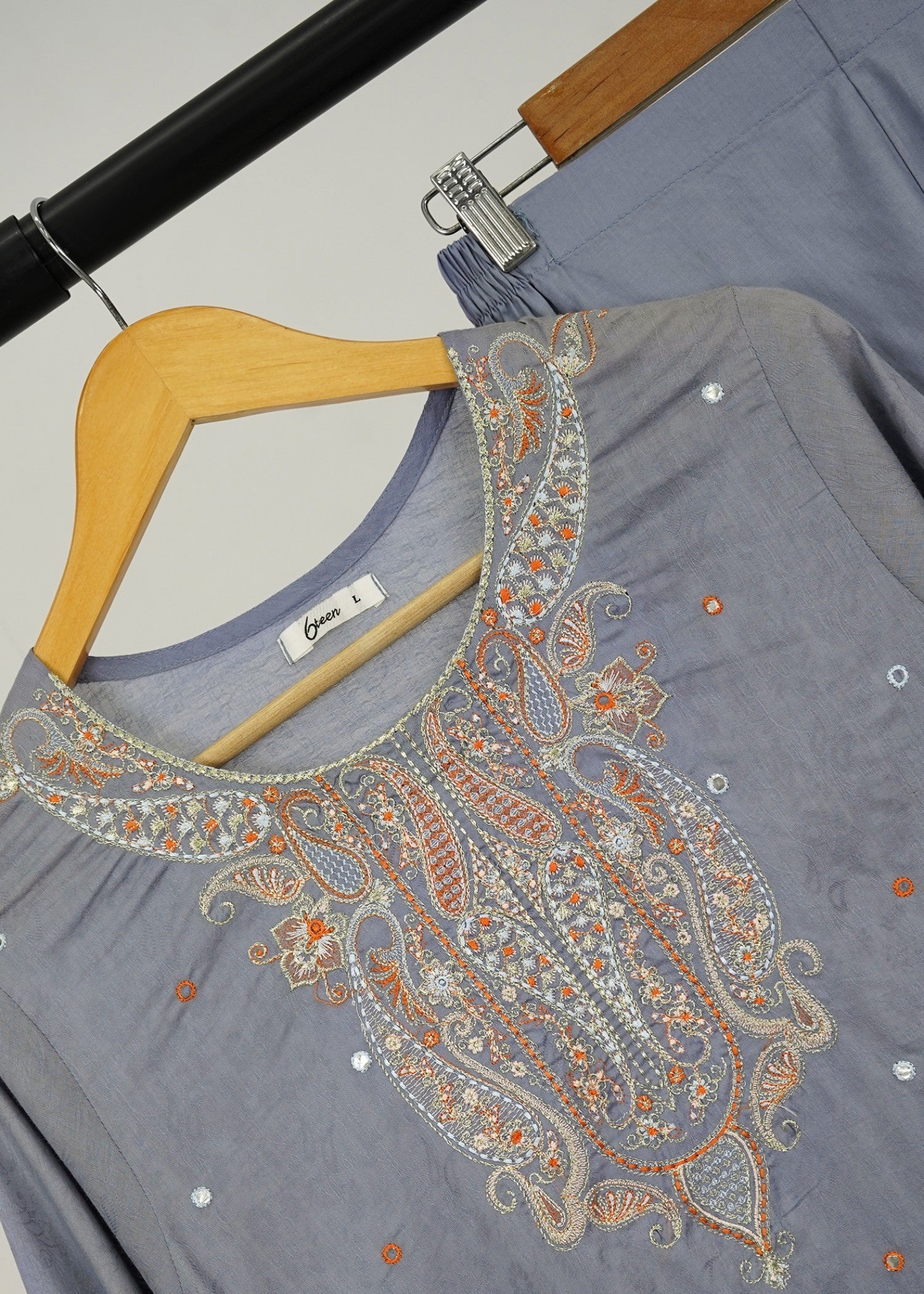 6teen S59 GREY EMB SUIT Women 3pcs