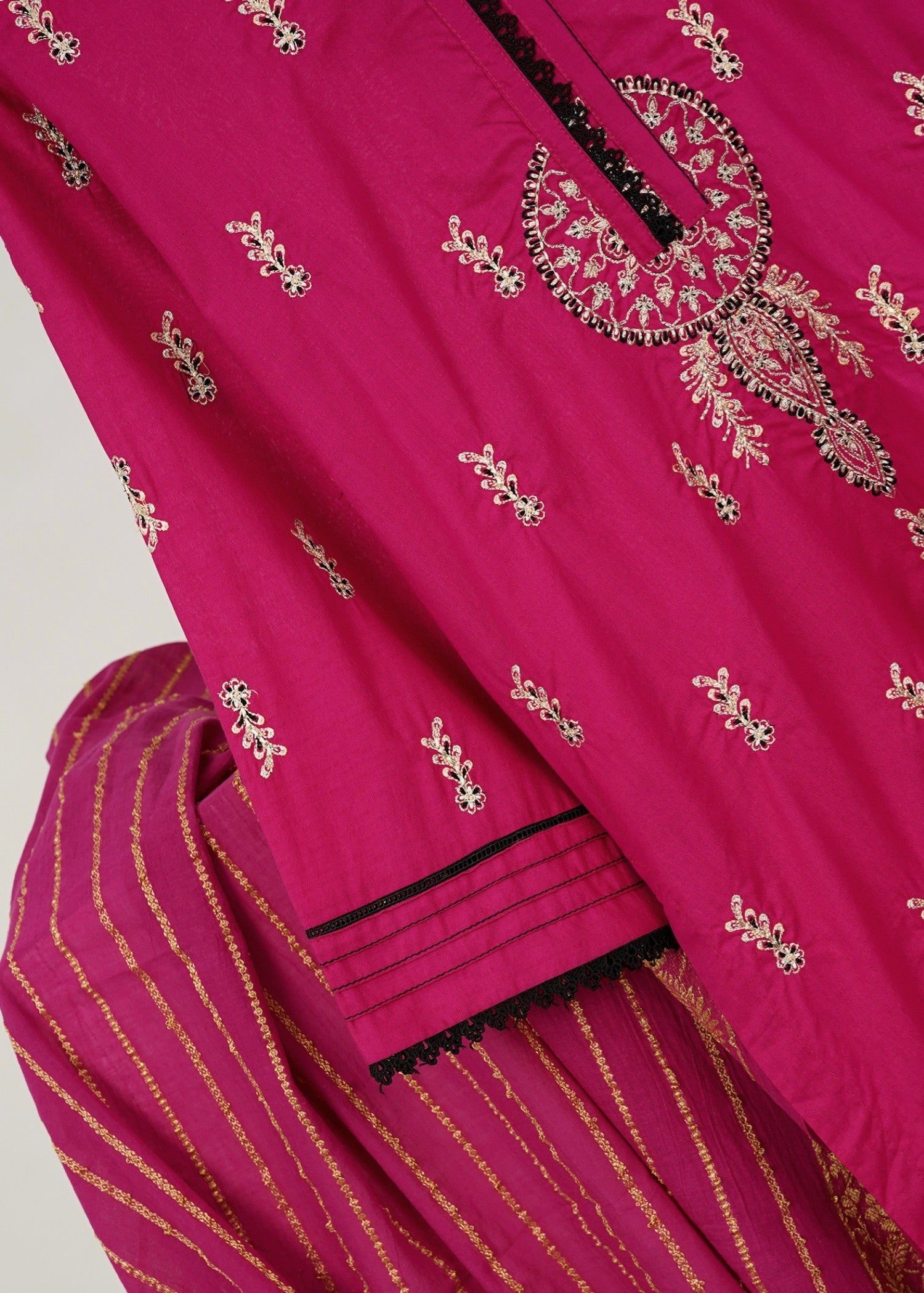 6teen S53 SHOCKING PINK EMBROIDERED SUIT Women 3pcs