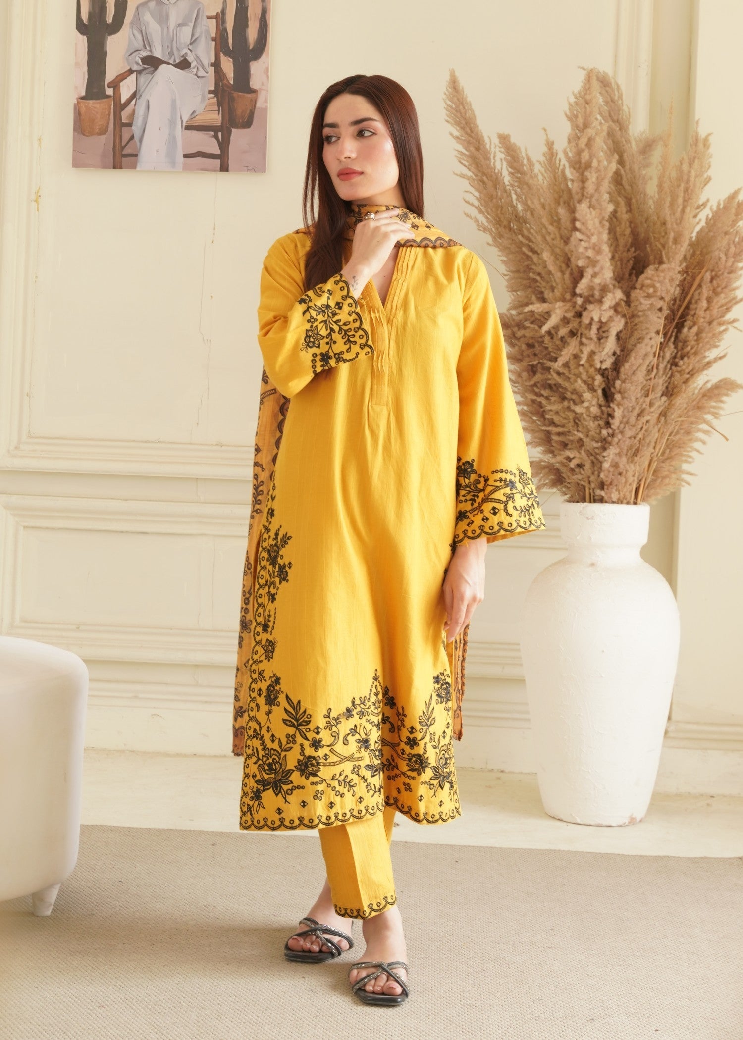 Hoorwani Jenny Mustard Women 3pcs