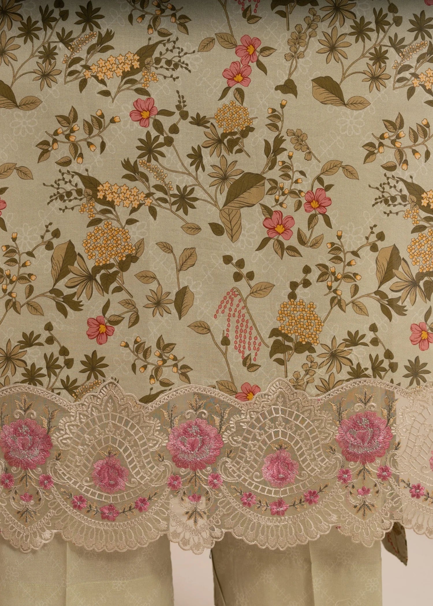 Humna & Momina Embroidered Printed Lawn Attire (flax) Women 3pcs