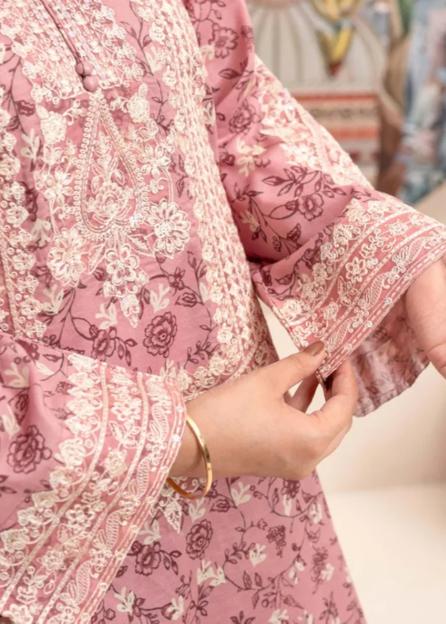 Humna & Momina Elegant Printed Lawn Suit with Embroidery PASTEL PINK (pastel pink) Women 3pcs