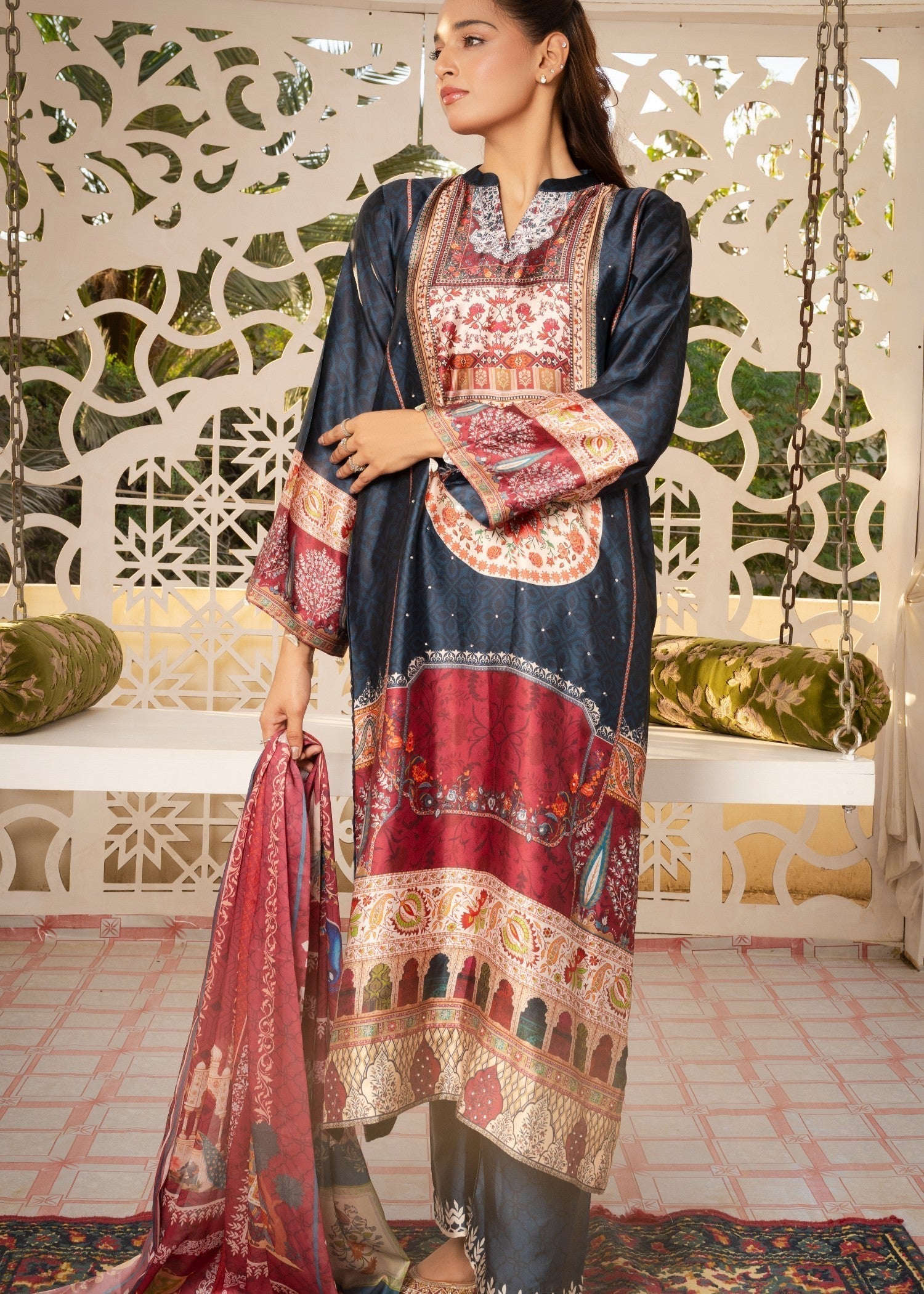 Tehreer Printed Silk | | 004 Women 3pcs