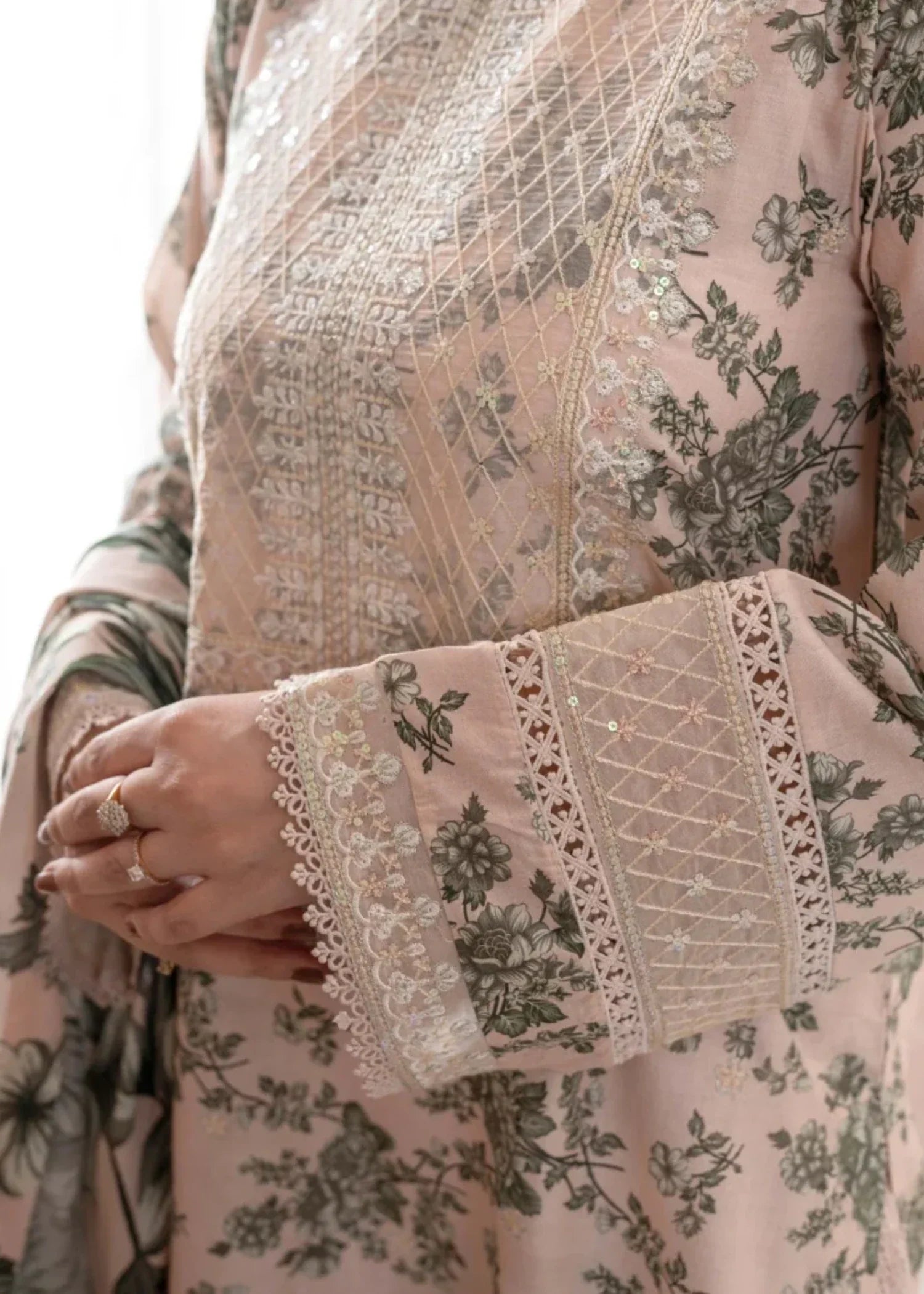 Humna & Momina Lawn Set with Print & Embroidery WHEAT (wheat) Women 3pcs