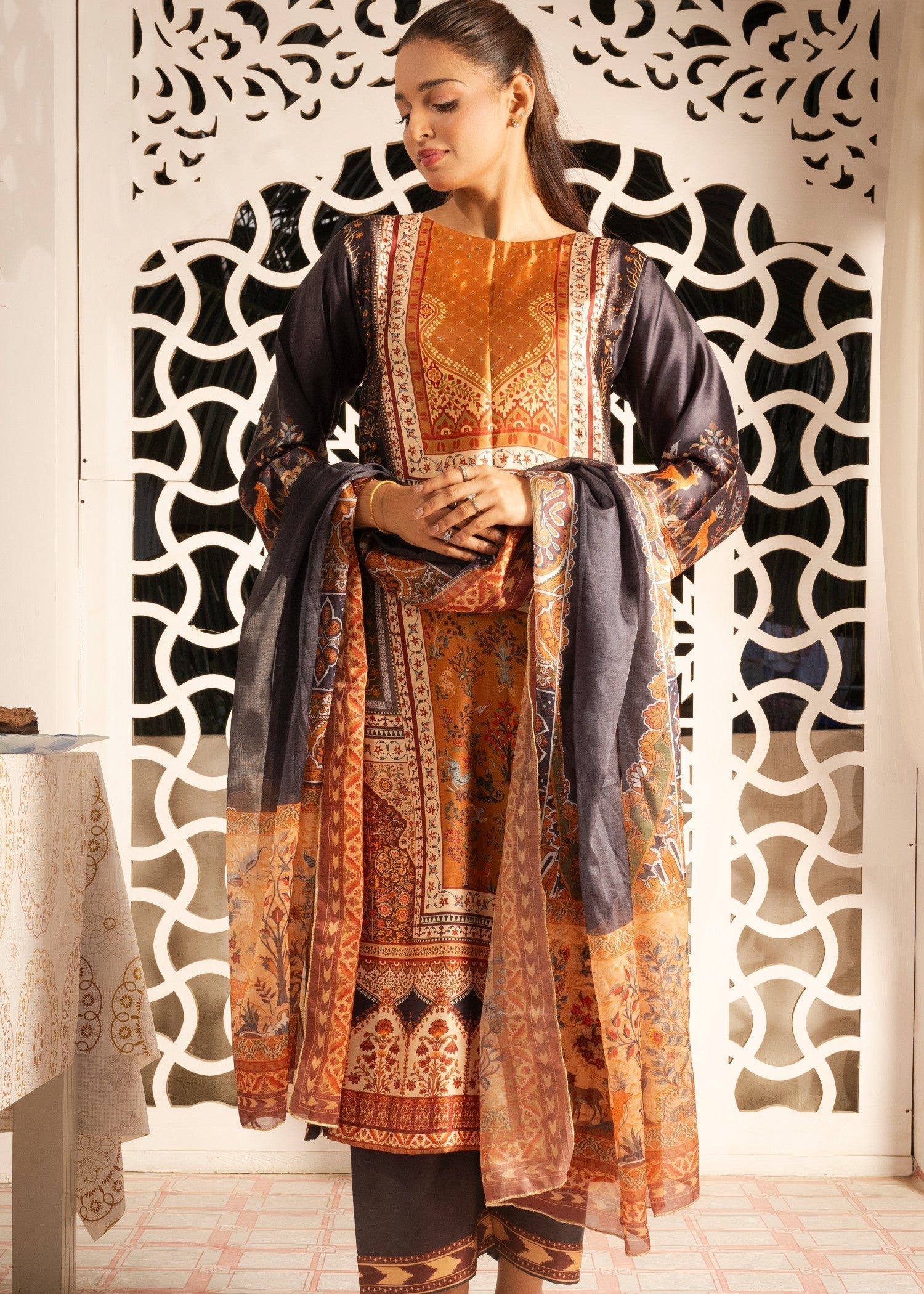 Tehreer Printed Silk | | 001 Women 3pcs