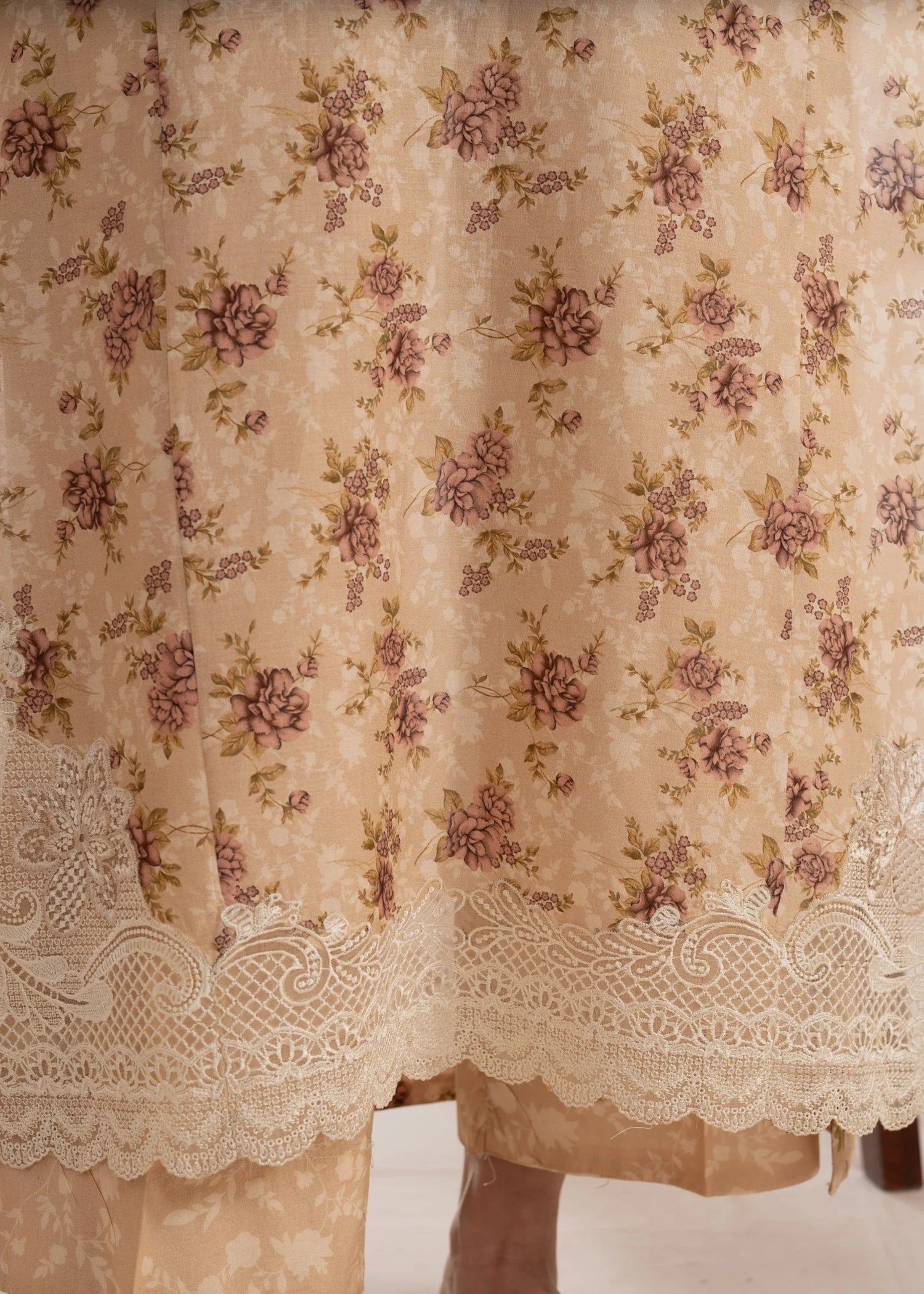 Humna & Momina Lawn Suit with Delicate Embroidery (wheat) Women 3pcs