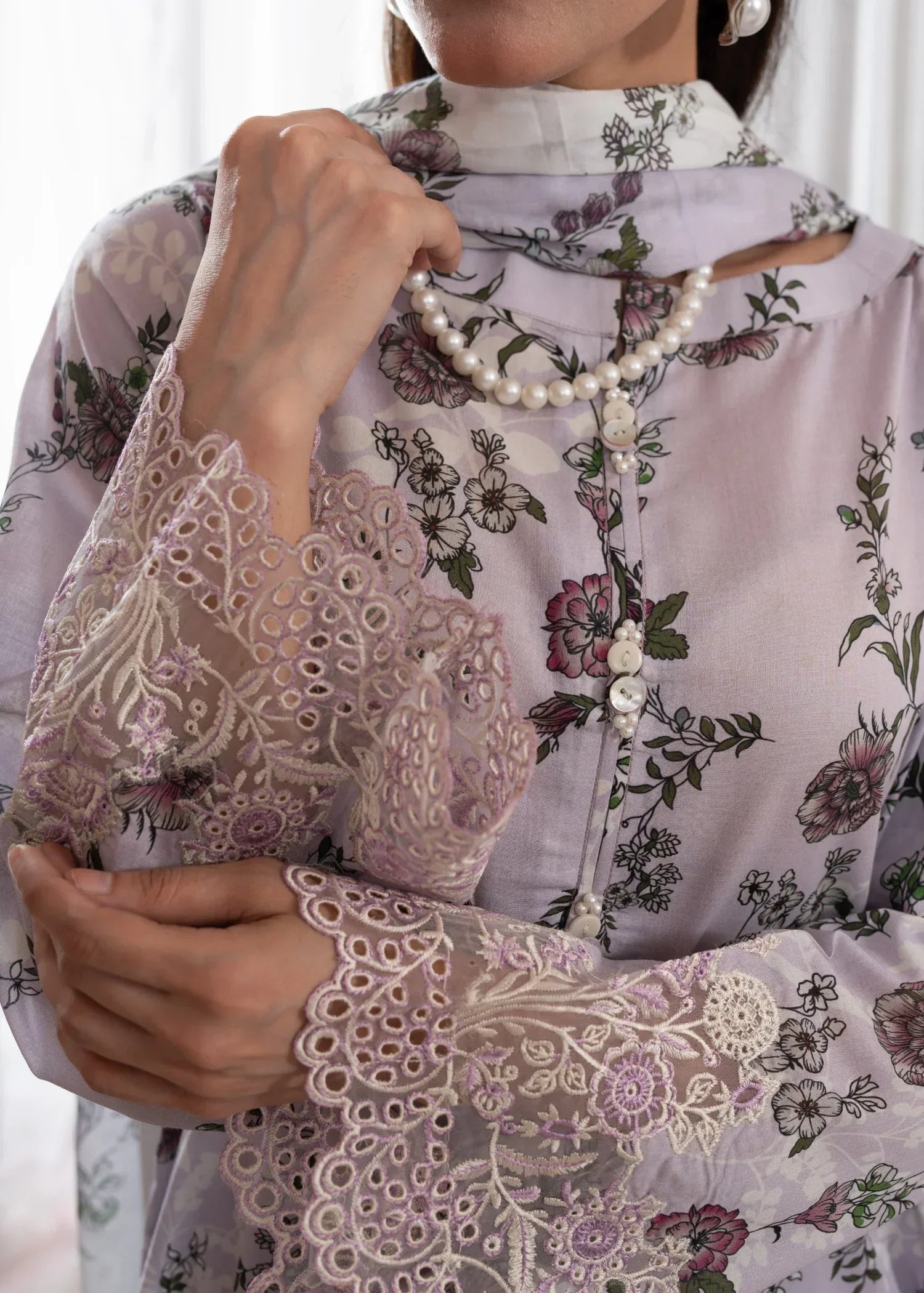 Humna & Momina EMBROIDERED PRINTED LAWN SUIT THISTLE Women 3pcs