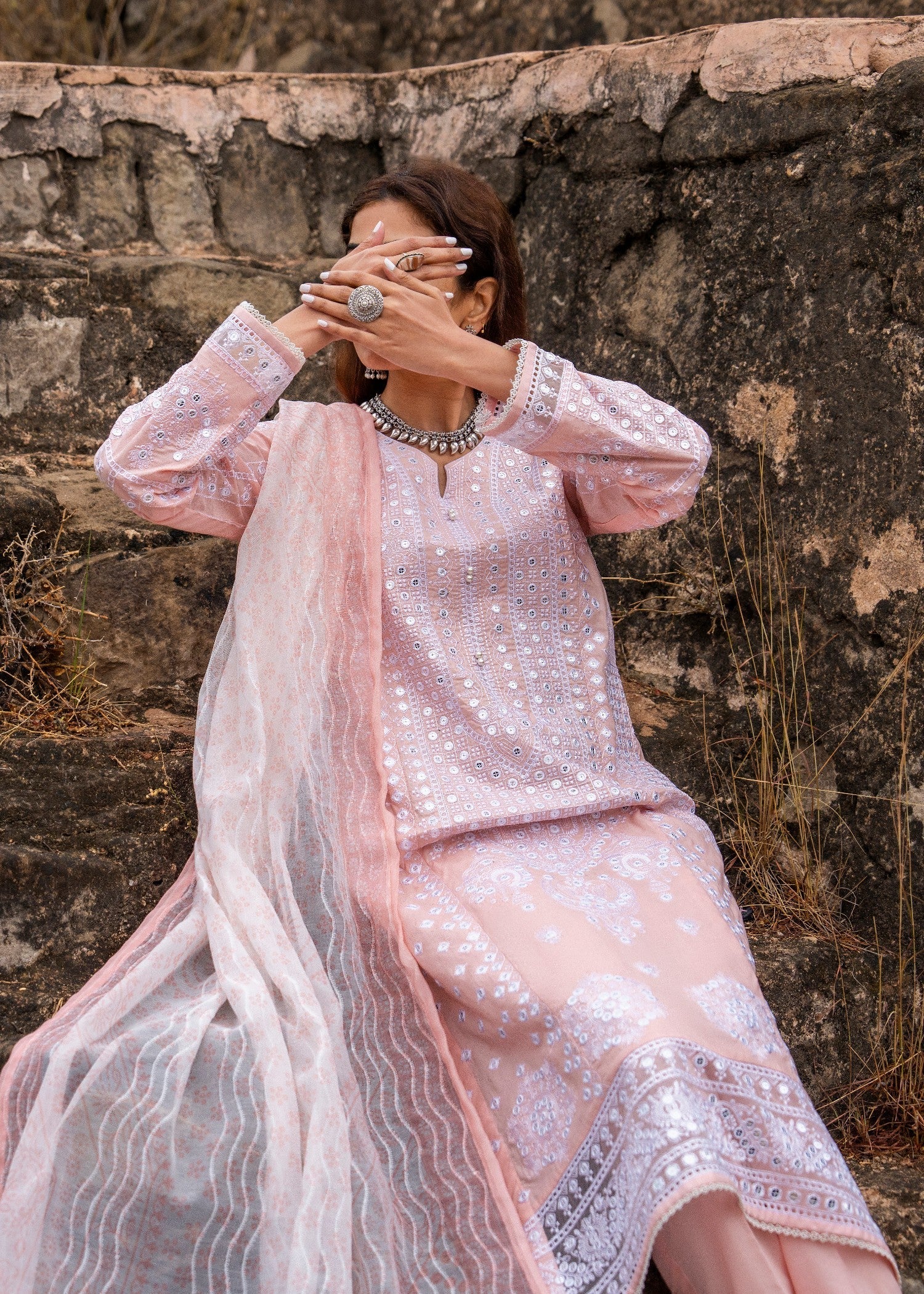 Casual Lite Cotton Emb Suit 08 Women 3pcs