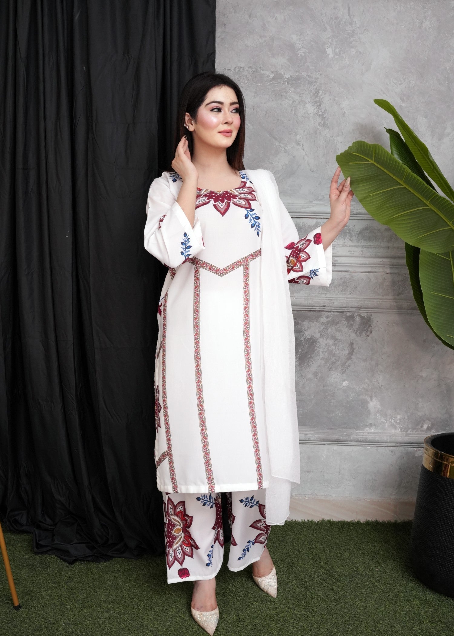 Shefoze Clothing NOORE NAZAR white Women 3pcs
