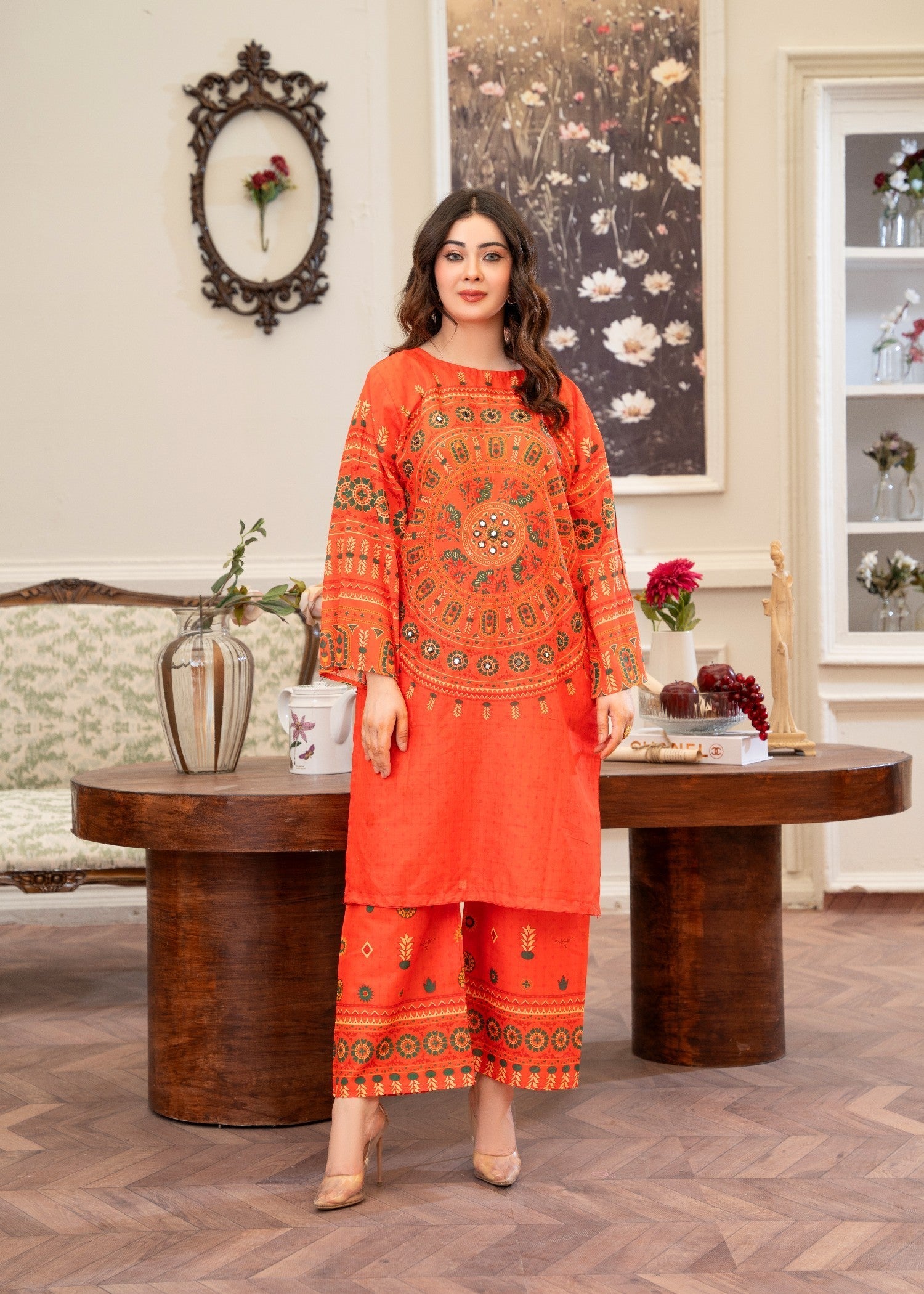 Zeenat & Zoha SINDHI MANDALA (Bright orange edition) Women 2pcs
