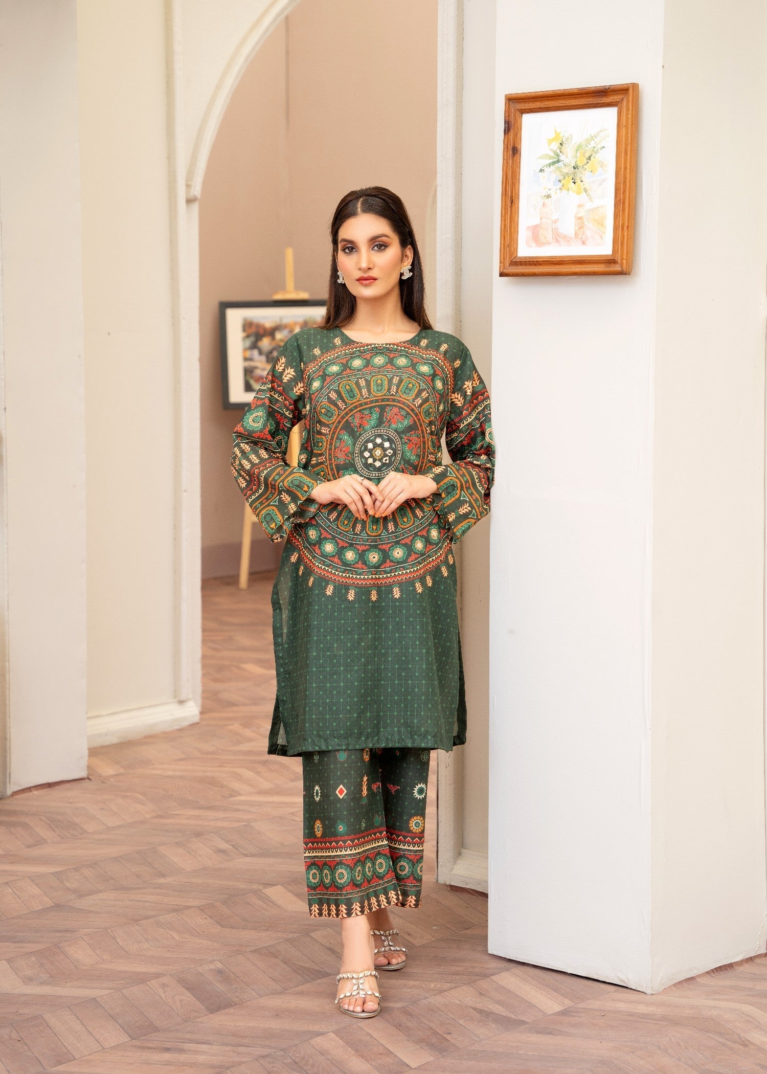 Zeenat & Zoha Sindhi Mandala ( Bottle Green edition ) Women 2pcs