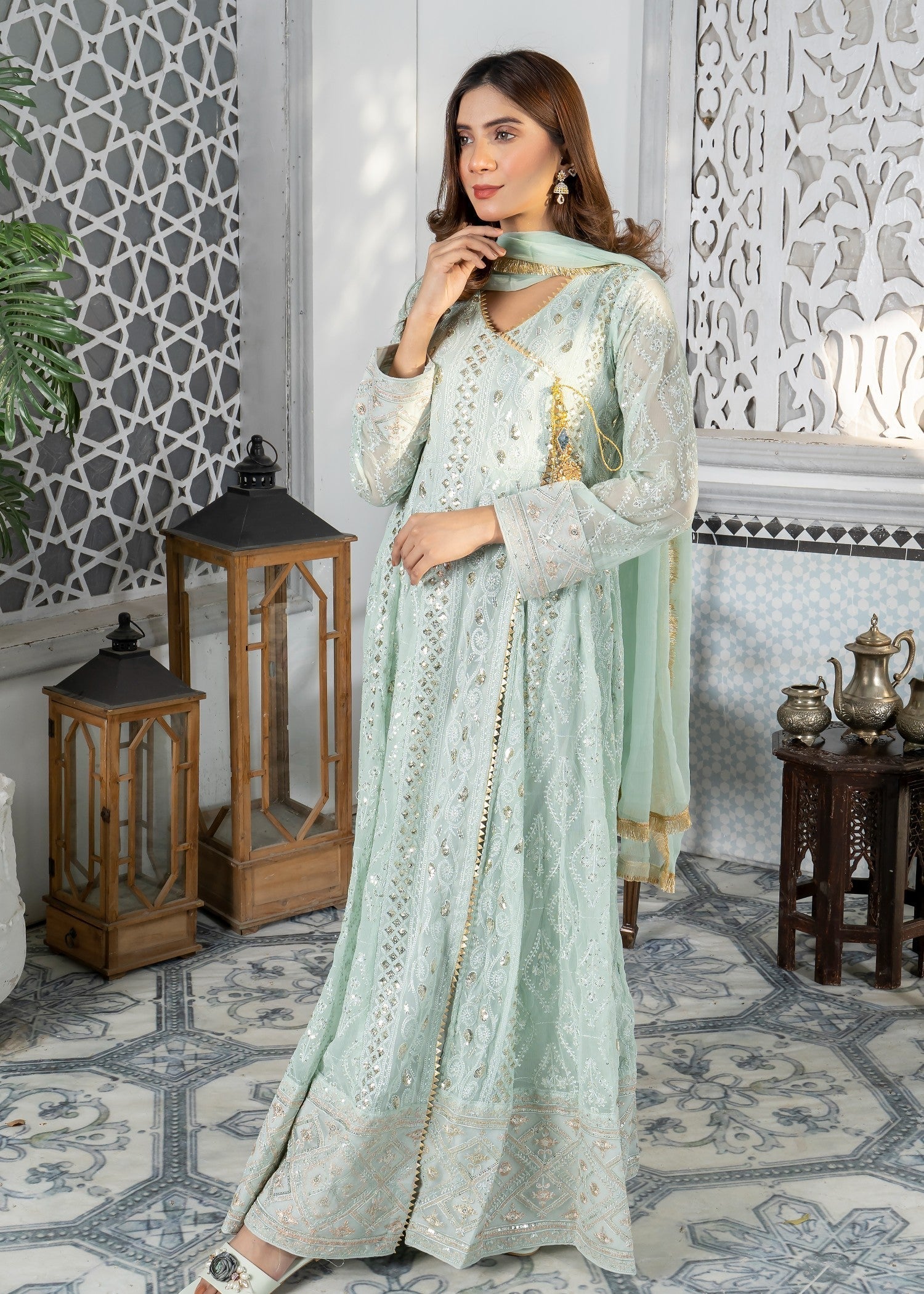 Mona Embroidery MELANIE MINT GREEN Women 3pcs