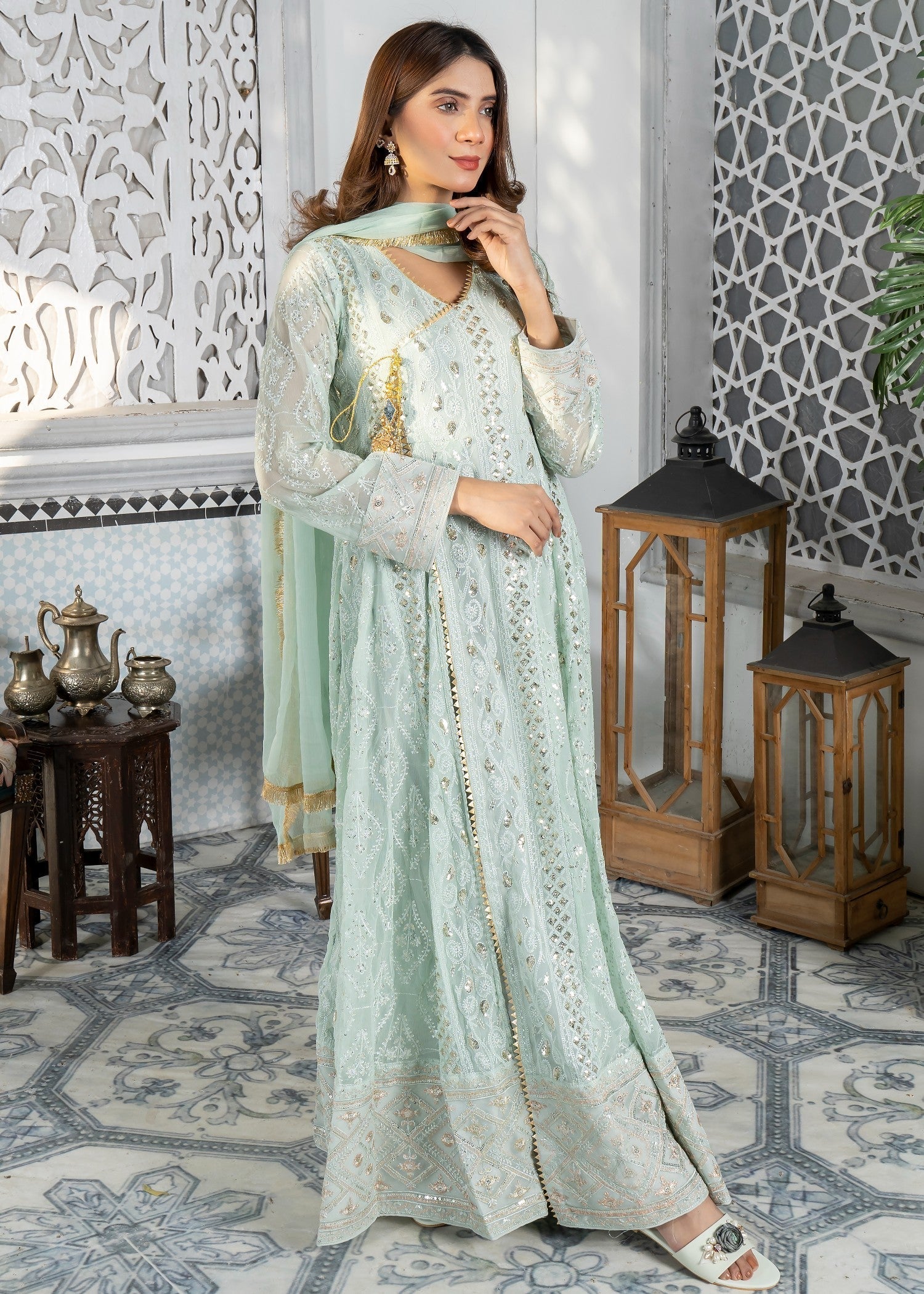 Mona Embroidery MELANIE MINT GREEN Women 3pcs
