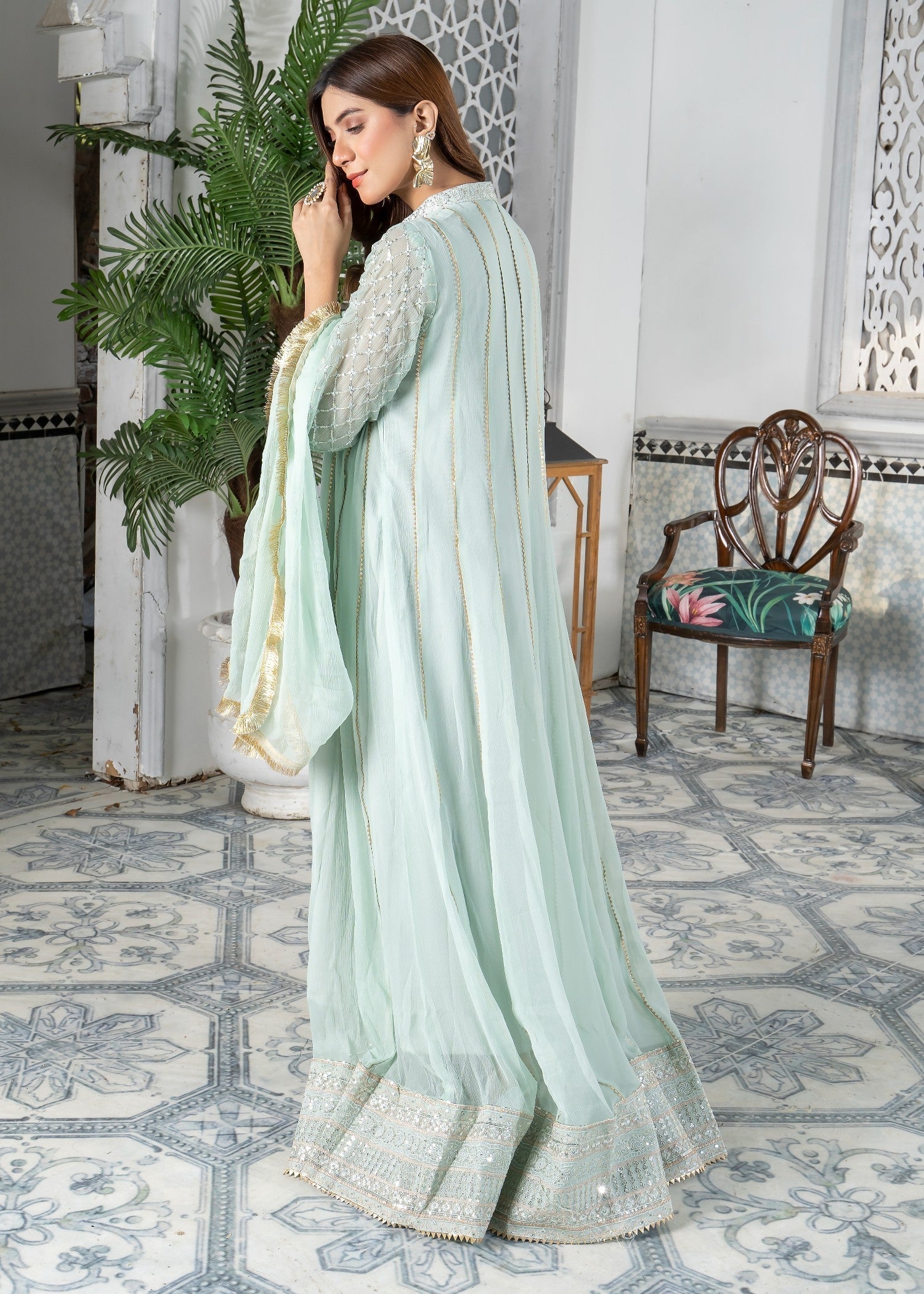 Mona Embroidery EMBELLISH AZURE MINT GREEN Women 3pcs